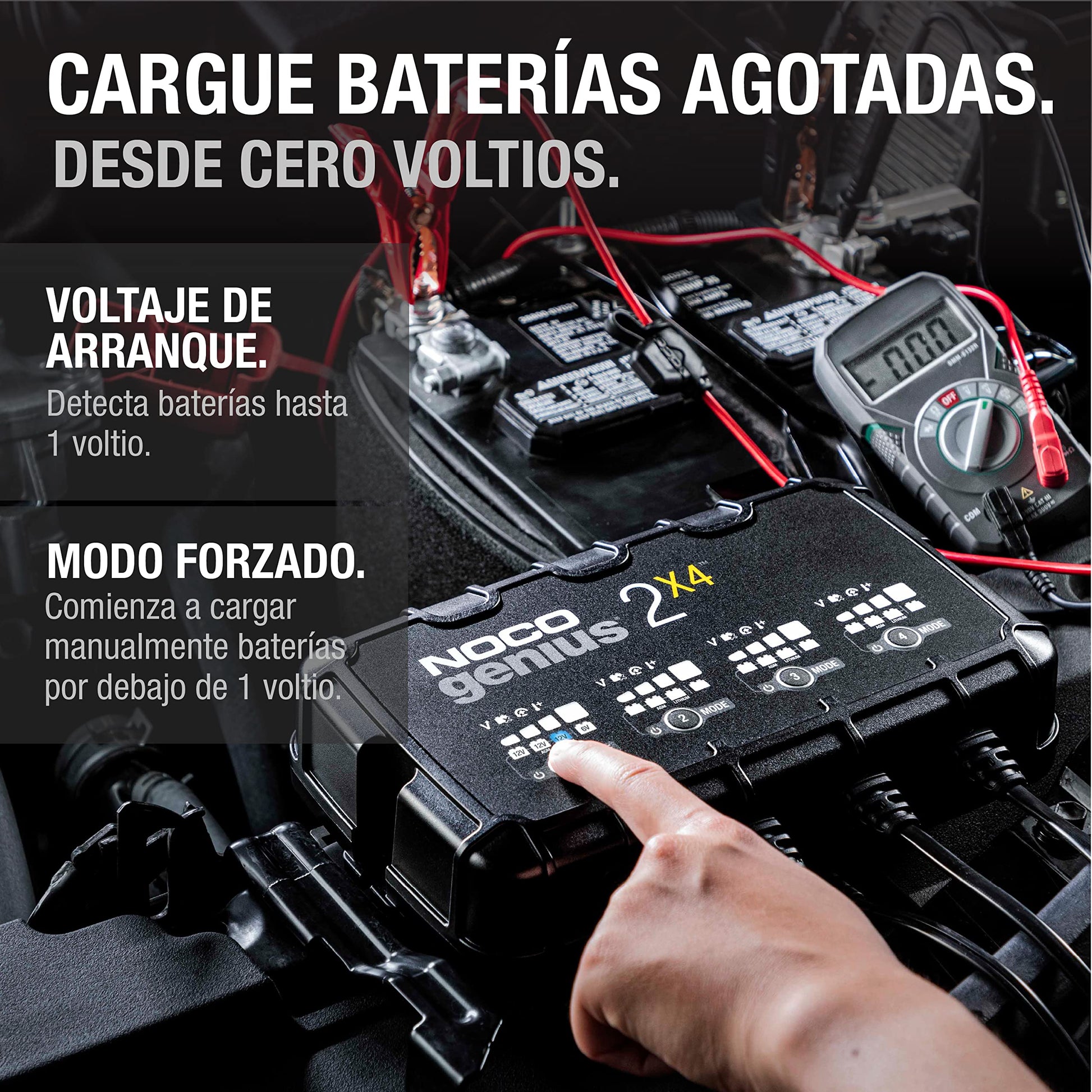NOCO GENIUS2X4: Cargador Inteligente 6V/12V 8A de 4 Bancos (2A por Banco) – Mantenedor automático, Cargador Lento y desulfatador con protección contra sobrecarga – para baterías de Plomo y Litio