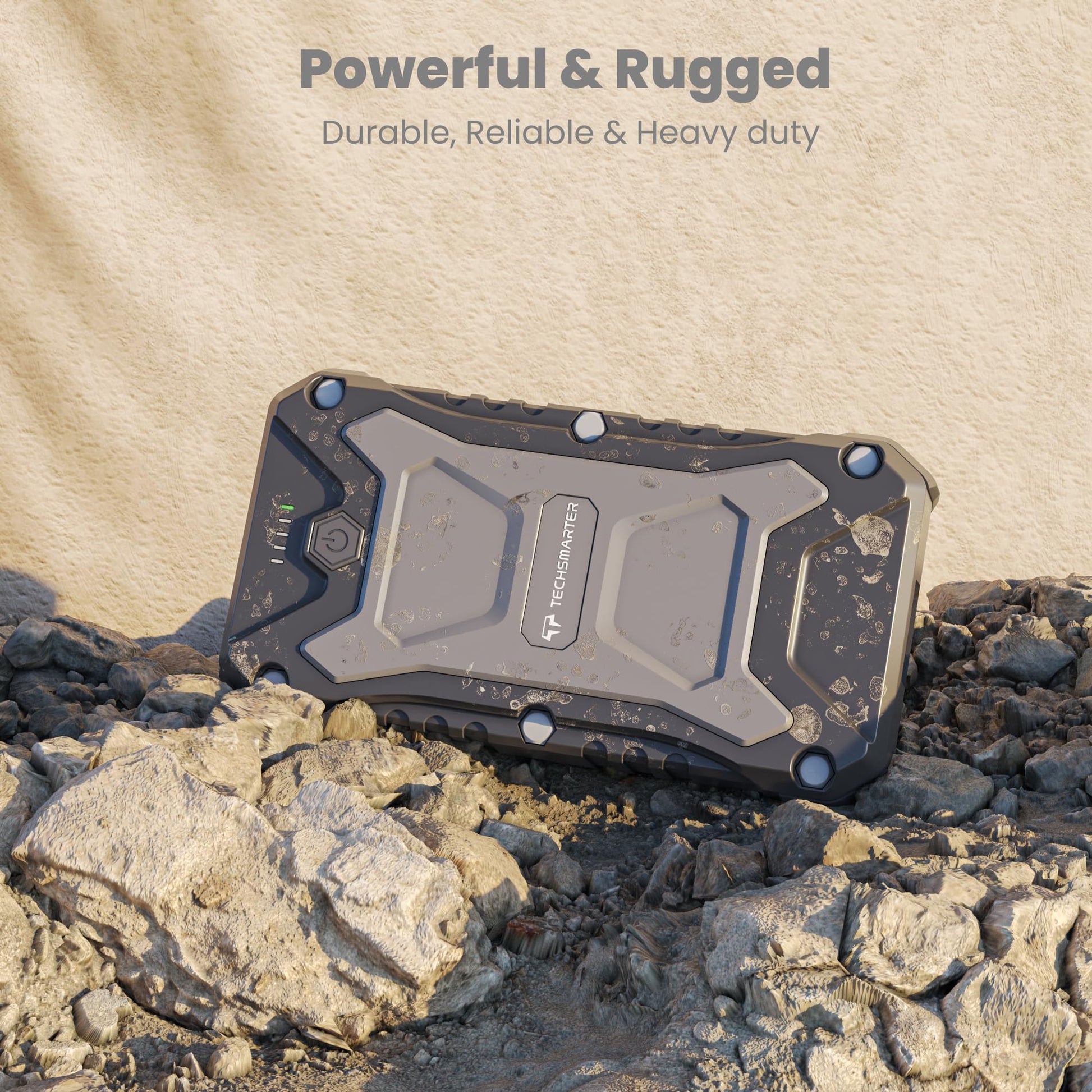 Cargador Portátil TECHSMARTER Negro Resistente e Impermeable Banco de Energía 20000 mAh para Exteriores y Camping