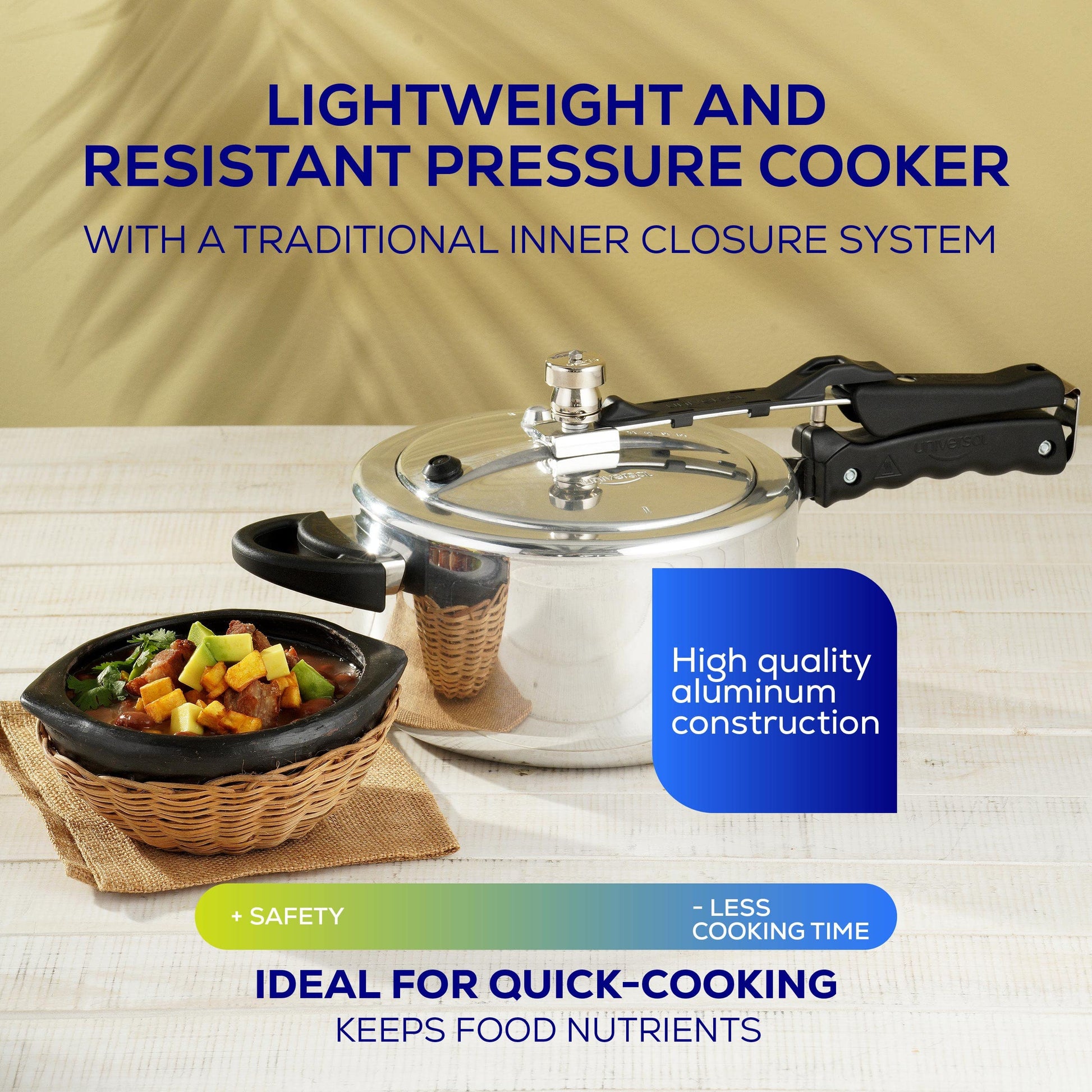 Olla de Presión Universal Aluminio con Sistemas de Seguridad y Asas Resistentes al Calor 4 Litros
