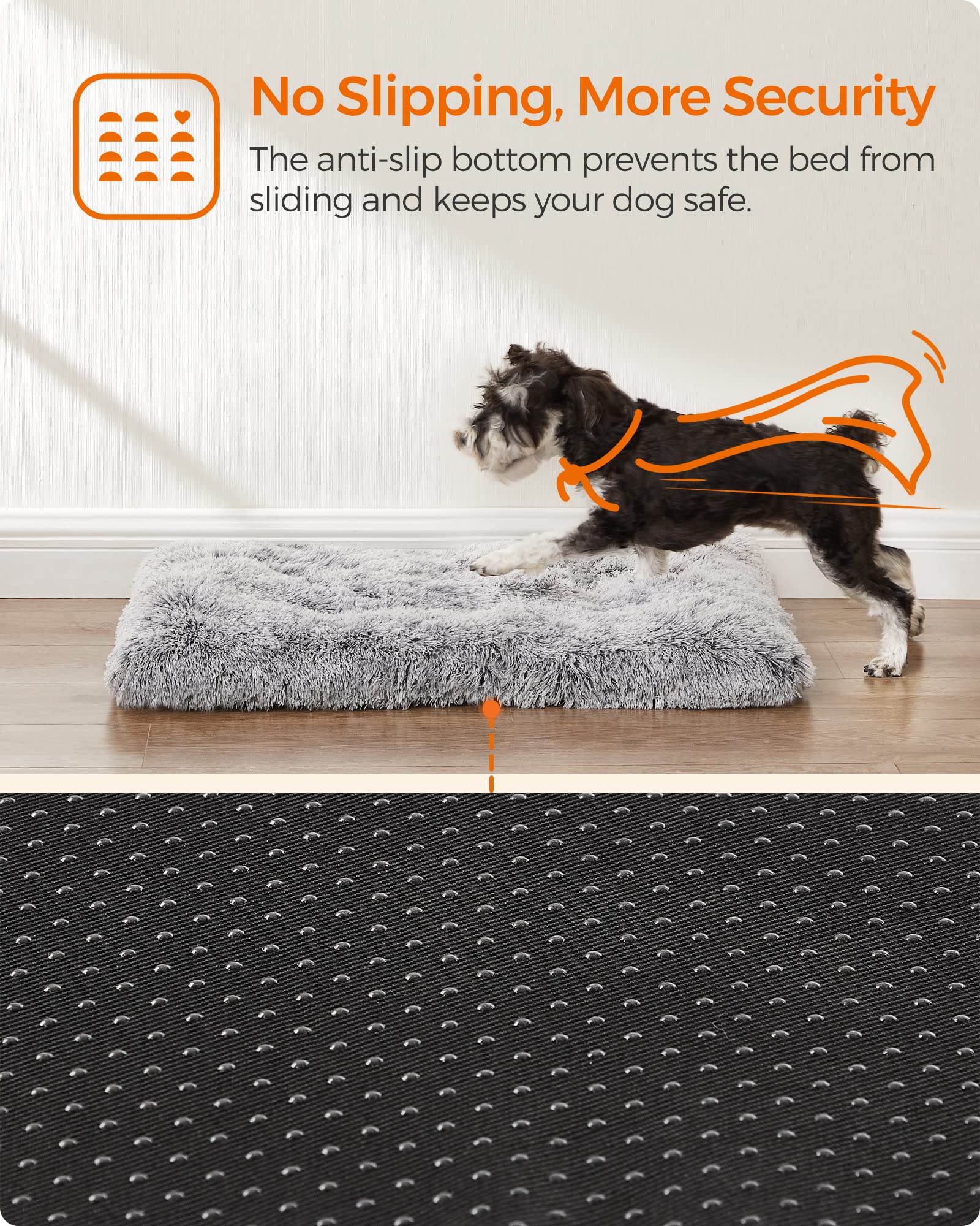 Feandrea Cama para Perros, Sofá para Mascotas, 80 x 50 cm, Lavable a Máquina, con Cojín, Gris Claro MPGW201G01