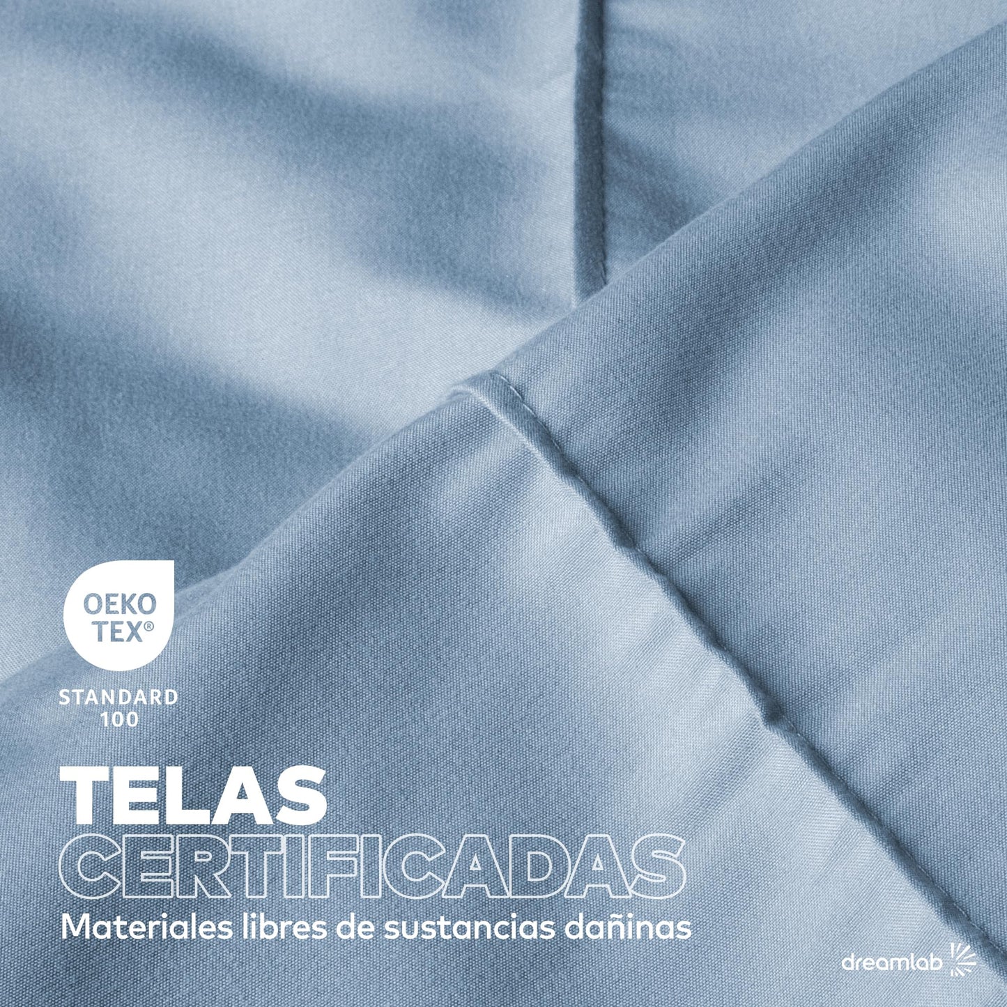 Dreamlab Juego Edredón Acolchado Reversible, Plisado, Ultra Suave, Hipoalergénico, Incluye 1 Funda de Almohada, Ideal para Todo el Año. Set 3 Pzas, Tamaño Individual 162x223cm, Azul Mezclilla
