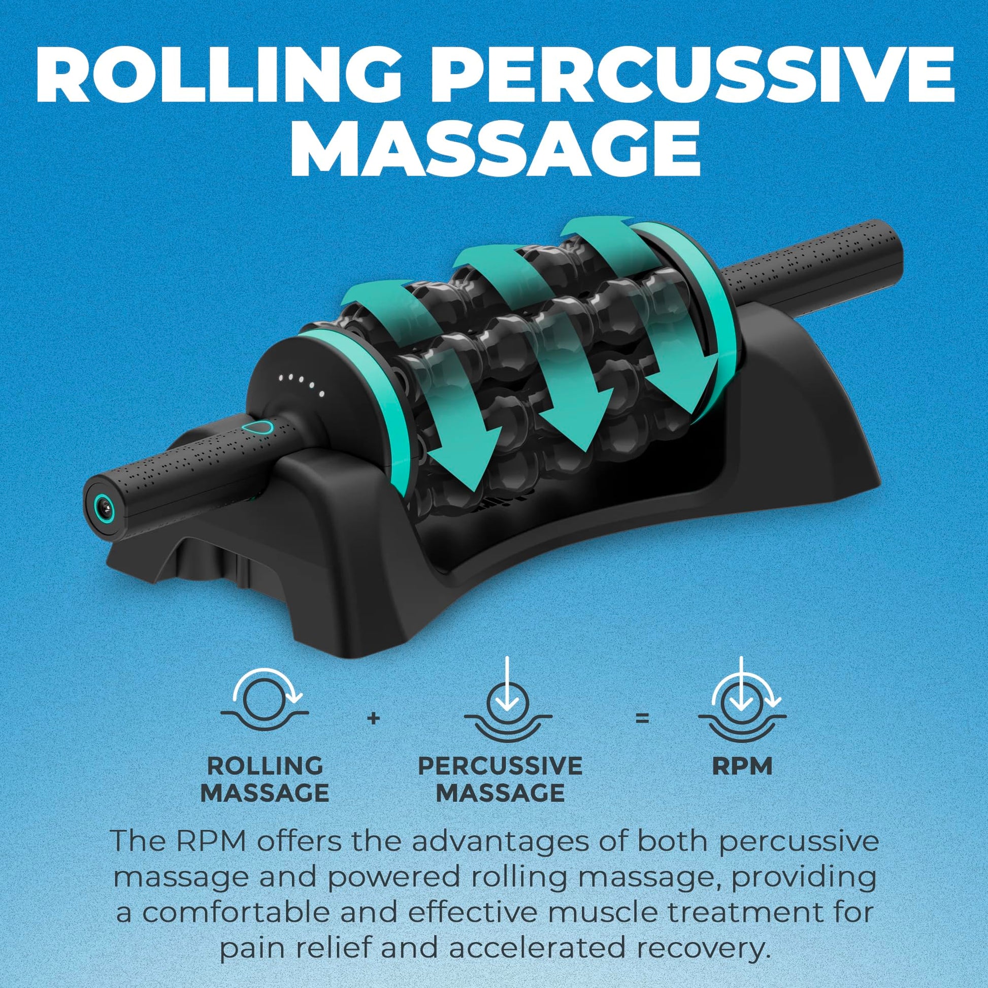 VERSAINSECT Rolling Percussive Massager, Percussive Therapy, Whole Body Relief, Deep Tissue and Muscle Recovery, Percussion Massage, Rechargeable, Hands-Free Base, Powerful, 5-Speed Reversible Spin