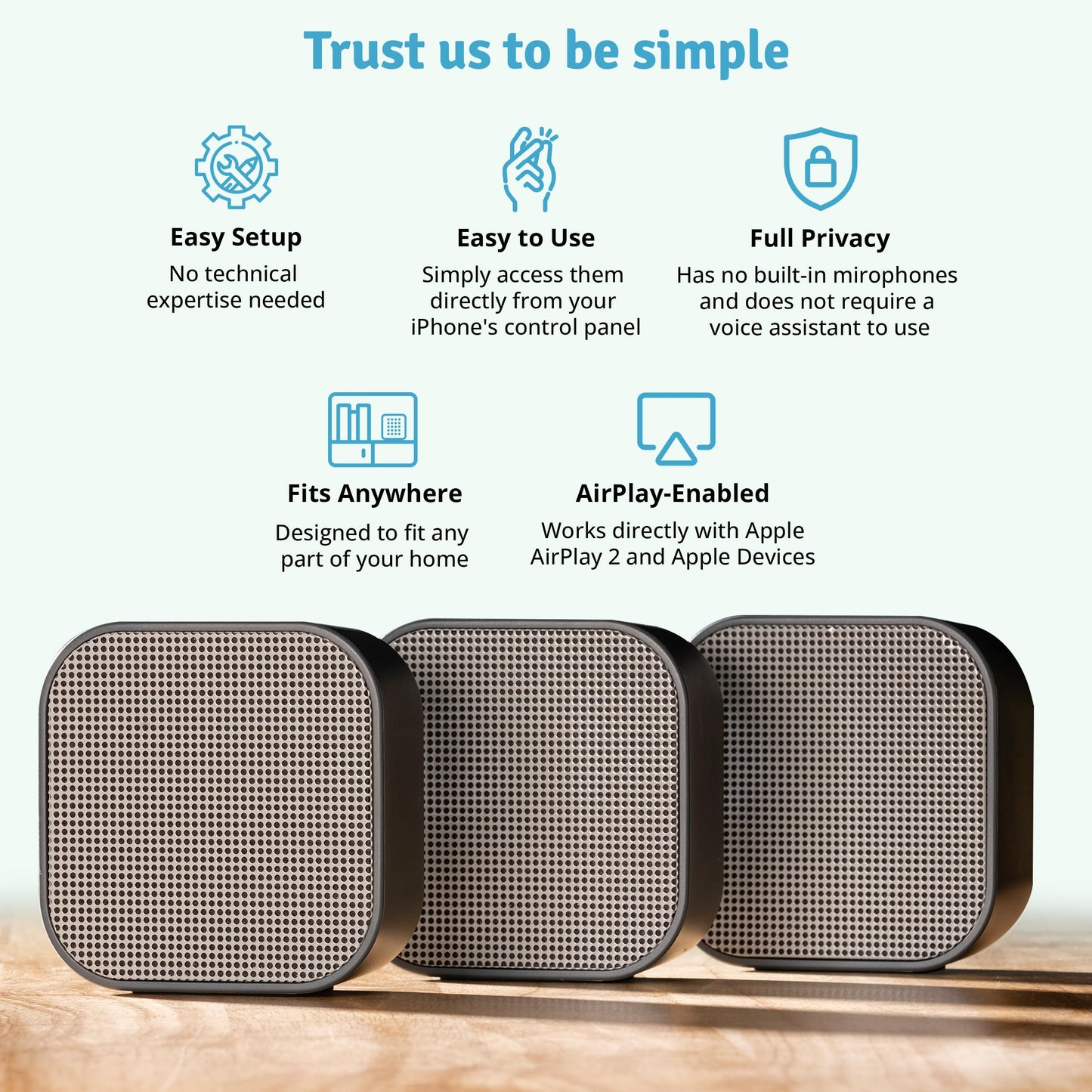Dio Node - Altavoces domésticos Wi-Fi multihabitación (paquete de 3), sistema de sonido inmersivo, funciona con AirPlay 2 y otros dispositivos Apple, fácil de conectar, reproductor Spotify