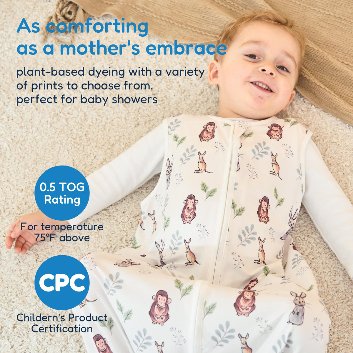 TotAha - Saco de dormir para niños pequeños, unisex, transpirable, con cremalleras seguras de 2 vías, saco de dormir suave y sin mangas, saco de dormir de 0.5 TOG 2T-4T, XL