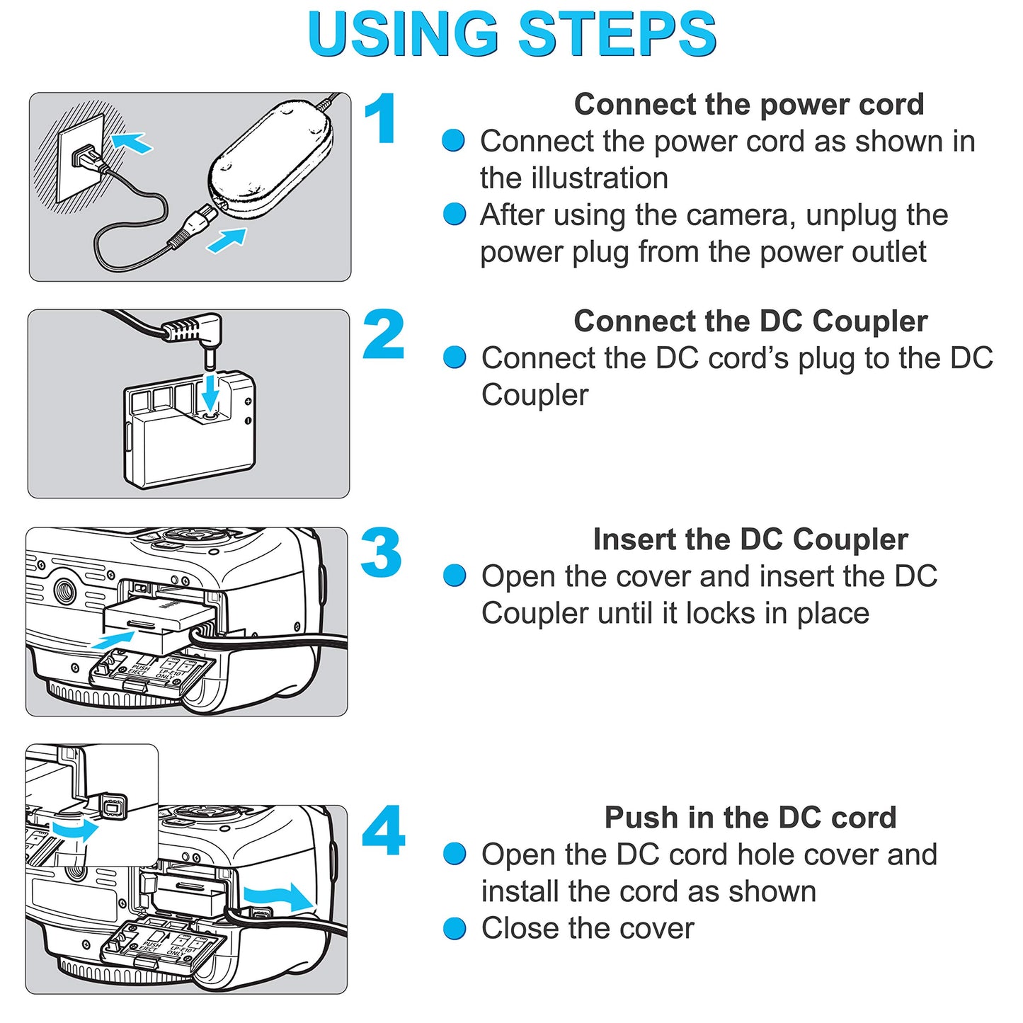 HQRP Kit adaptador de corriente alterna compatible con Canon ACK-E10 ACKE10 EOS T3 T5 T6 T7 T100, 1200D 1100D 1300D 1500D 2000D 4000D Kiss X50 Cámara digital Plus adaptador de enchufe euro