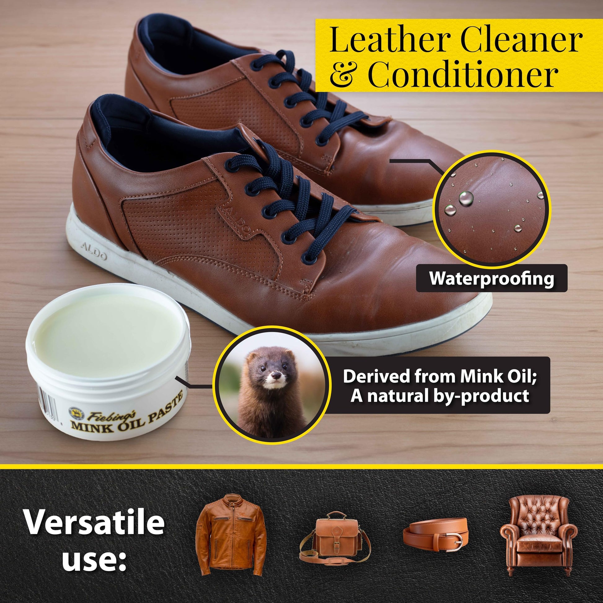 Fiebing's - Aceite de visón para botas de piel (2 unidades, 6 onzas cada uno) - Limpiador y acondicionador de piel - Impermeable, conserva, suaviza todas las manualidades de piel suave y vinilo, evita