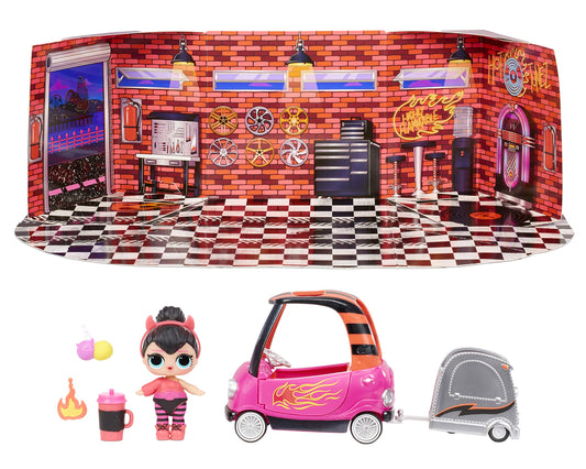 LOL Surprise Furniture con la Muñeca Spice de la Serie 2 - 10+ Sorpresas, Set de Auto, Accesorios y Más - Compatible con LOL Surprise House - Juego Plegable - Coleccionable - A partir de 3 años
