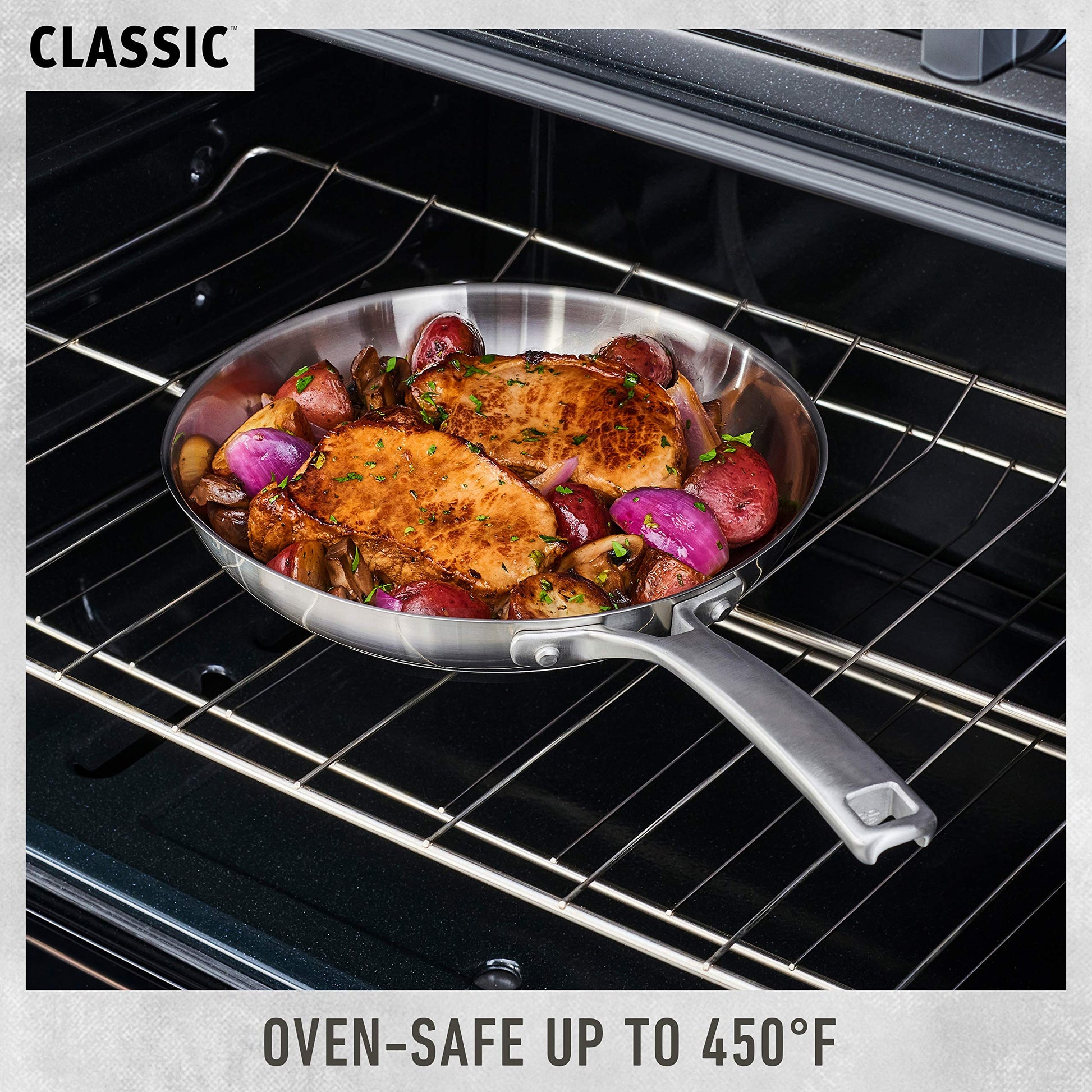 Calphalon Juego de ollas y sartenes de 10 piezas, utensilios de cocina de acero inoxidable con asas y boquillas de vertido, apto para lavaplatos, plateado