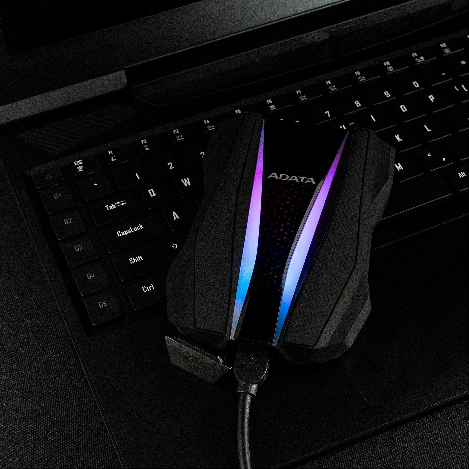 Disco Duro Externo ADATA Negro Resistente a Golpes Agua y Polvo RGB 1 TB Grado Militar