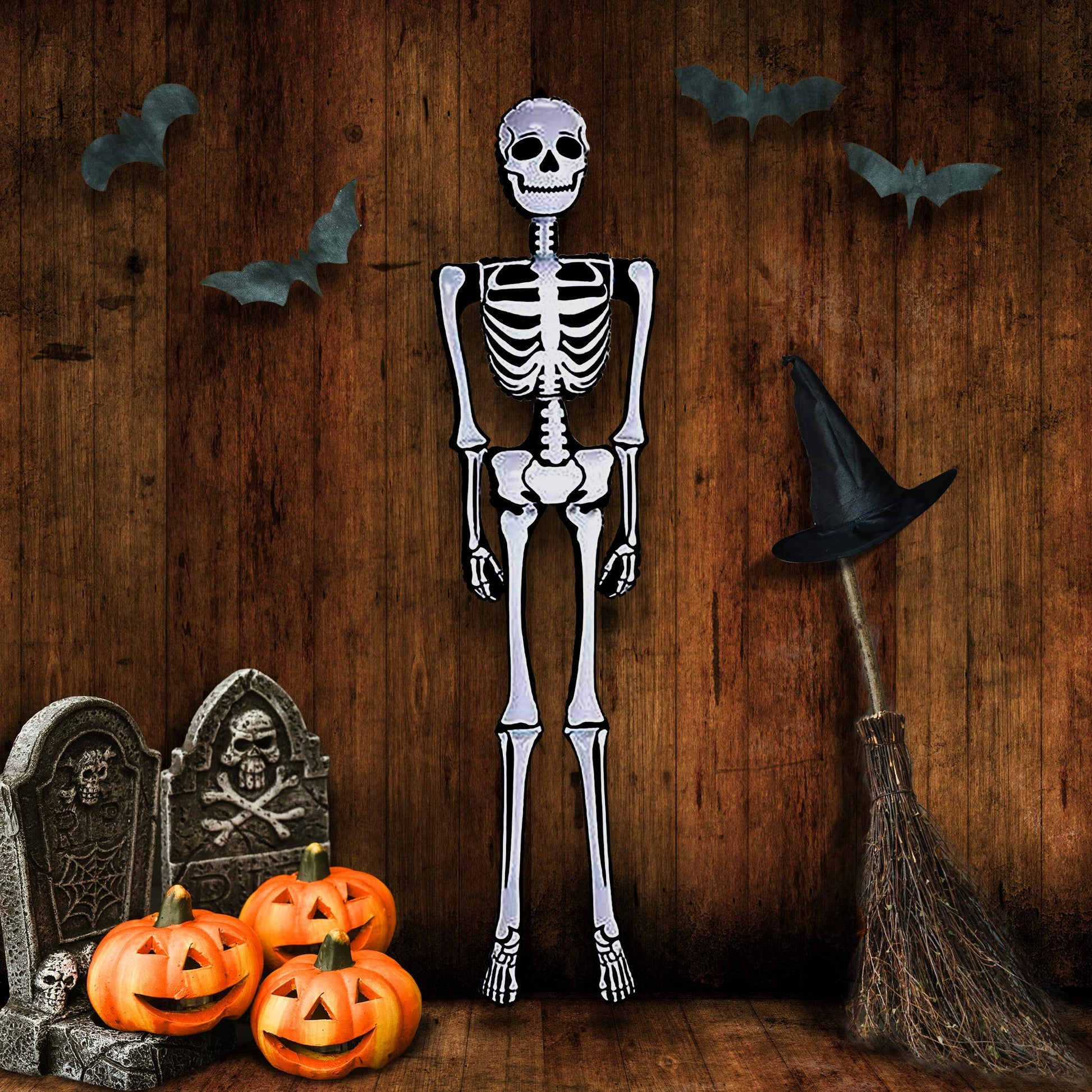 ArtCreativity - Decoración inflable de esqueleto de Halloween de tamaño real (6 pies de altura), bonita y espeluznante decoración del hogar | para uso en interiores y exteriores | Suministros de