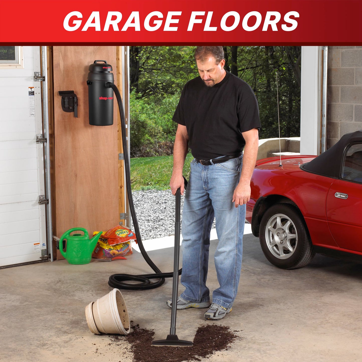 Aspiradora Shop-Vac de Pared Húmedo/Seco 5 Galones 5.5 Picos Ideal para Garaje, Taller y Hogar