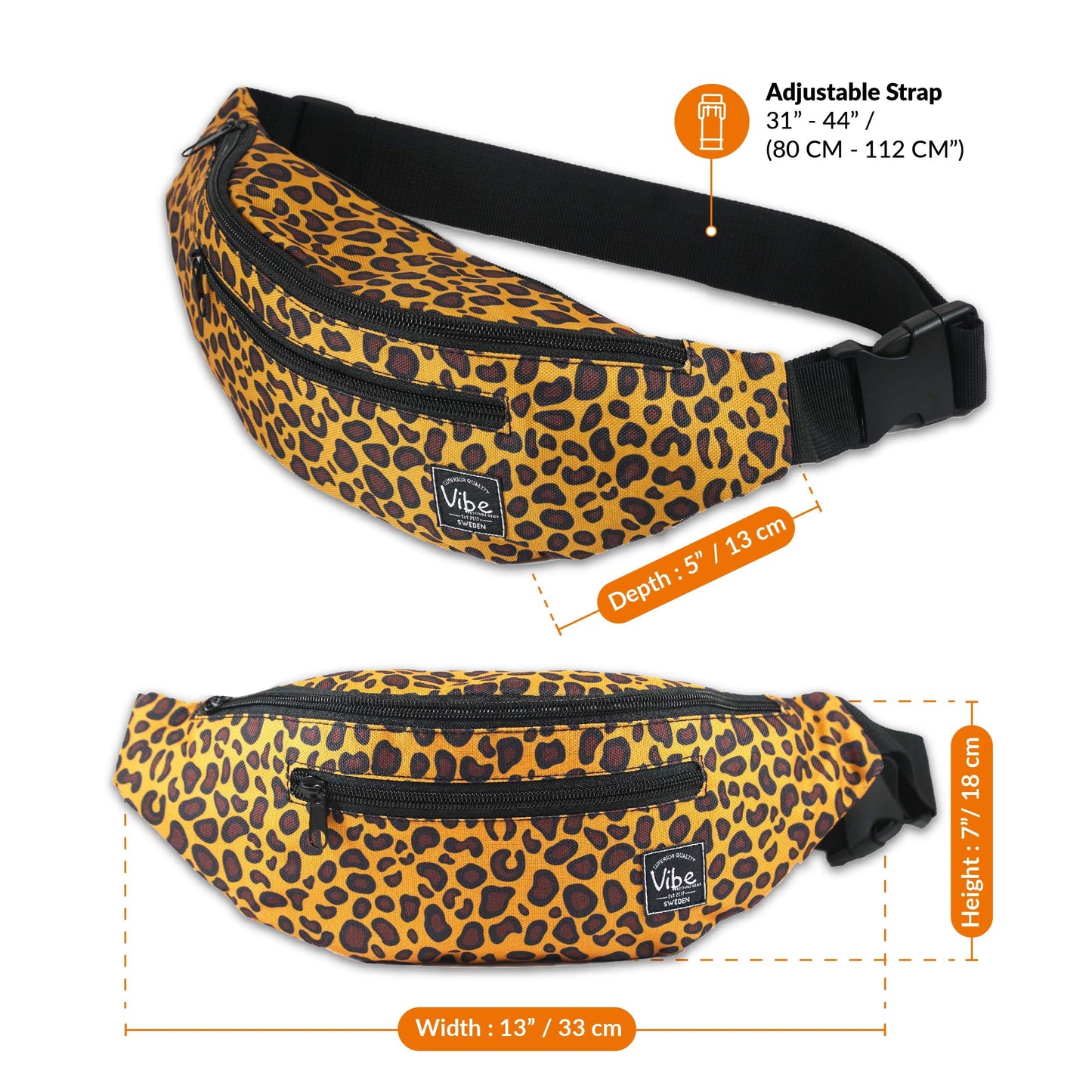 Riñonera Vibe Festival Gear Holográfica Negra Plateada Dorada Estampada para Hombre y Mujer