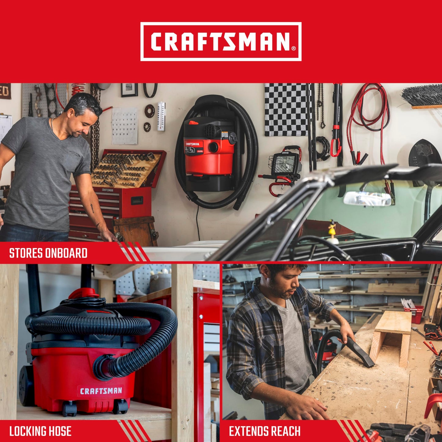 CRAFTSMAN CMXZVBE38761 1-7/8 pulgadas. x 7 pies. POS-I-LOCK Manguera de vacío húmeda/seca para aspiradoras de tienda