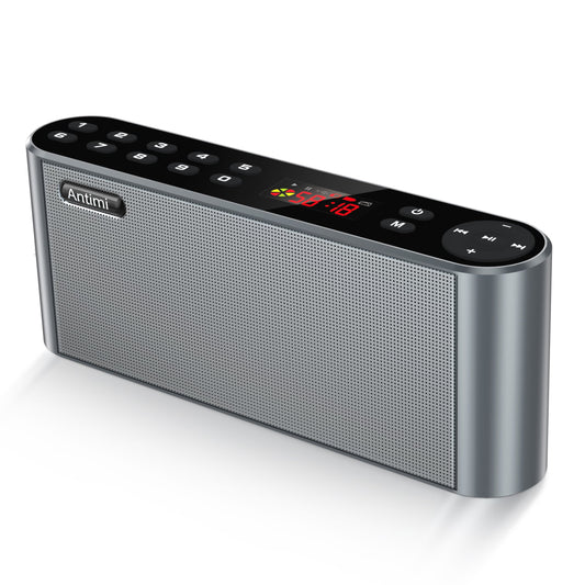Antimi Bluetooth Speaker,FM Radio Player Stereo Portable Wireless Speaker Drivers with HD Sound, Built-in Microphone, High Definition Audio and Enhanced Bass,Feel free to switch your radio(Black)