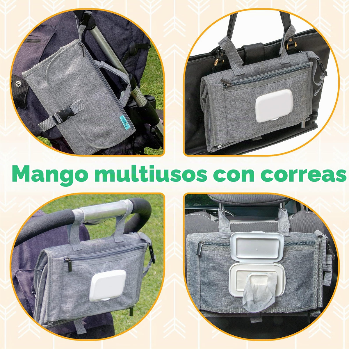 Kopi Baby - Cambiador portátil de pañales para bebé, cambiador de pañales y bolsa de viaje, diseño inteligente tapete cambiador para bebé, tapete cambiador portátil para bebé, estación de cambio para