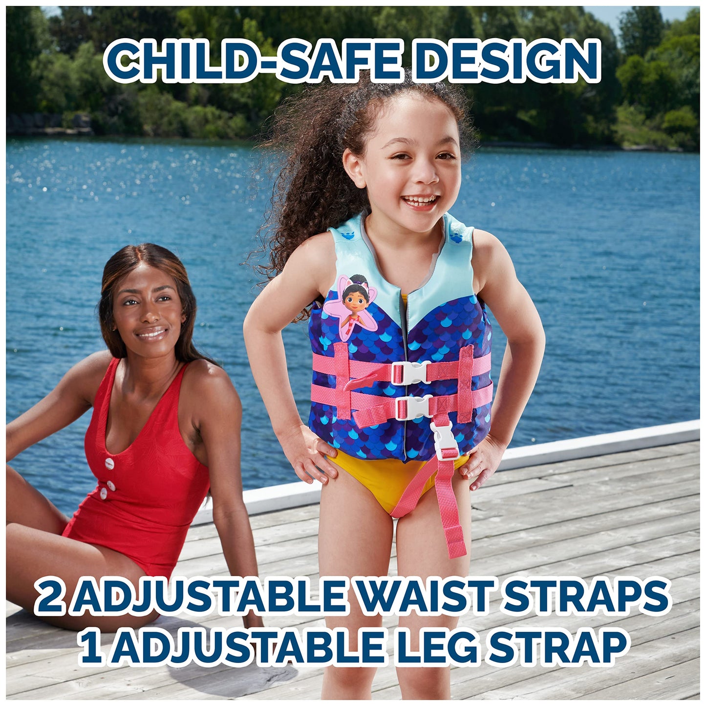 Chaleco Salvavidas SwimWays Gabby's Dollhouse para Niños Aprobado por la Guardia Costera estadounidense 33-55 lbs