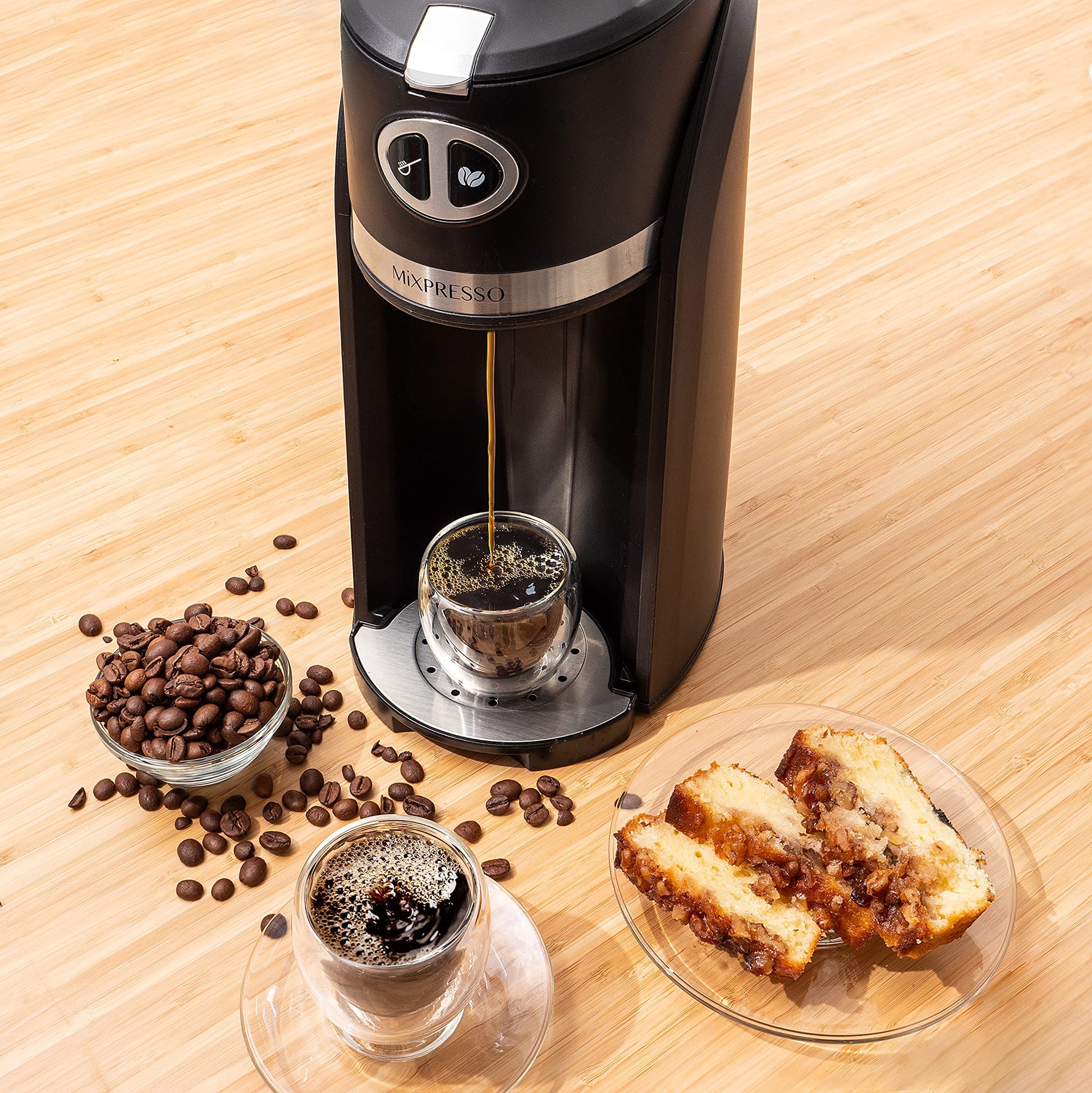 Cafetera Automática Mixpresso Negra con Molinillo Integrado y Taza de Viaje 14 Onzas
