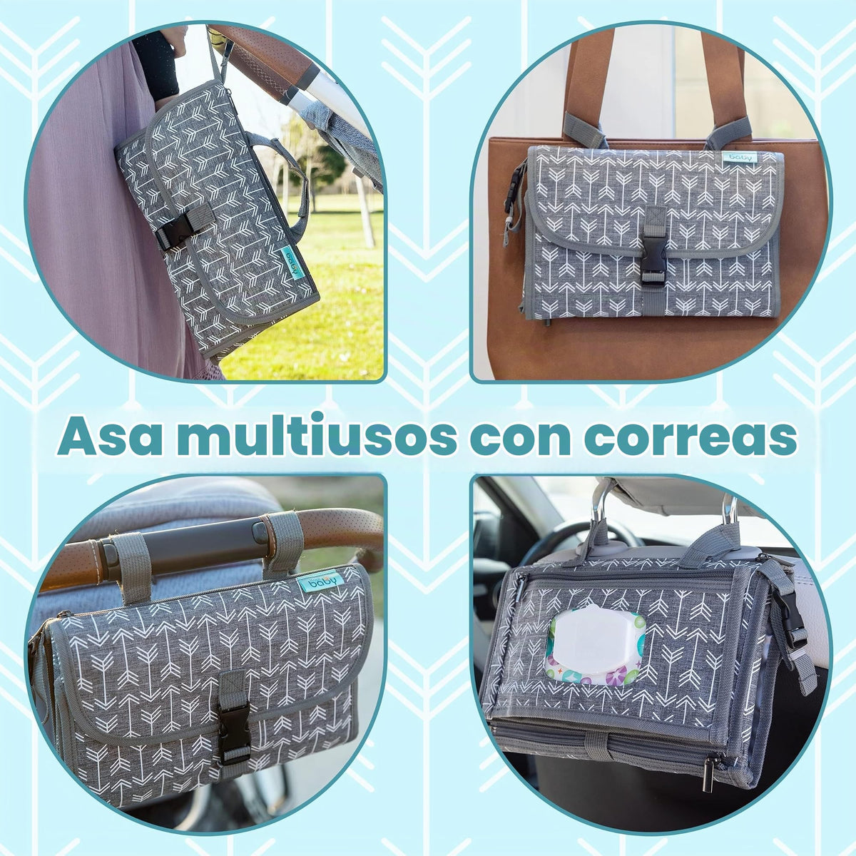 Kopi Baby cambiador portátil de pañales - Cambiador de pañales para bebé, bolsa de viaje con bolsillo para toallitas, diseño inteligente, cambiador portátil, kit de estación de viaje para bebé, regalo
