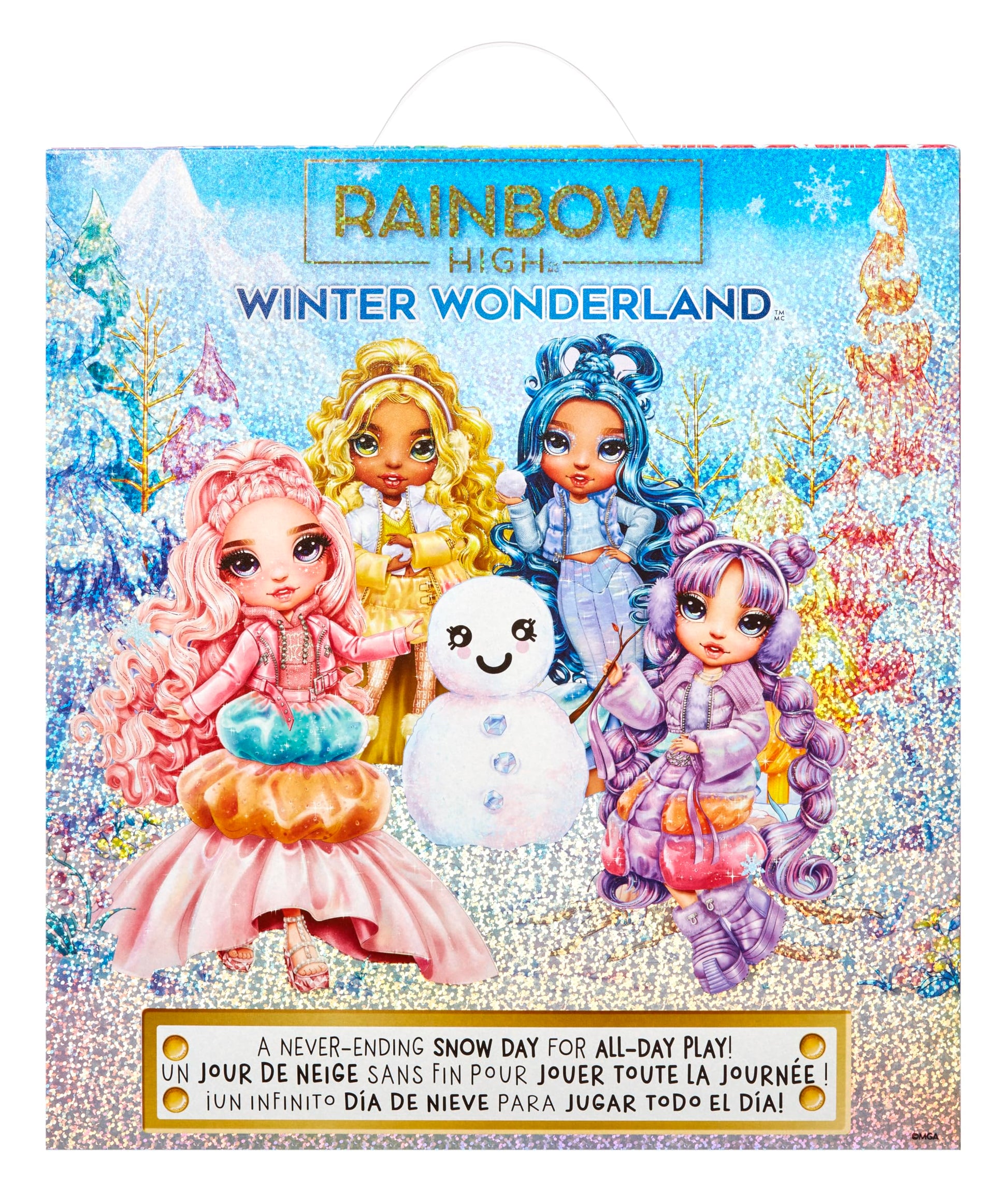 Muñeca Rainbow High Violet Willow morado Atuendos de Nieve Mágicos con Kit para Muñecos de Nieve de Arena Kinética