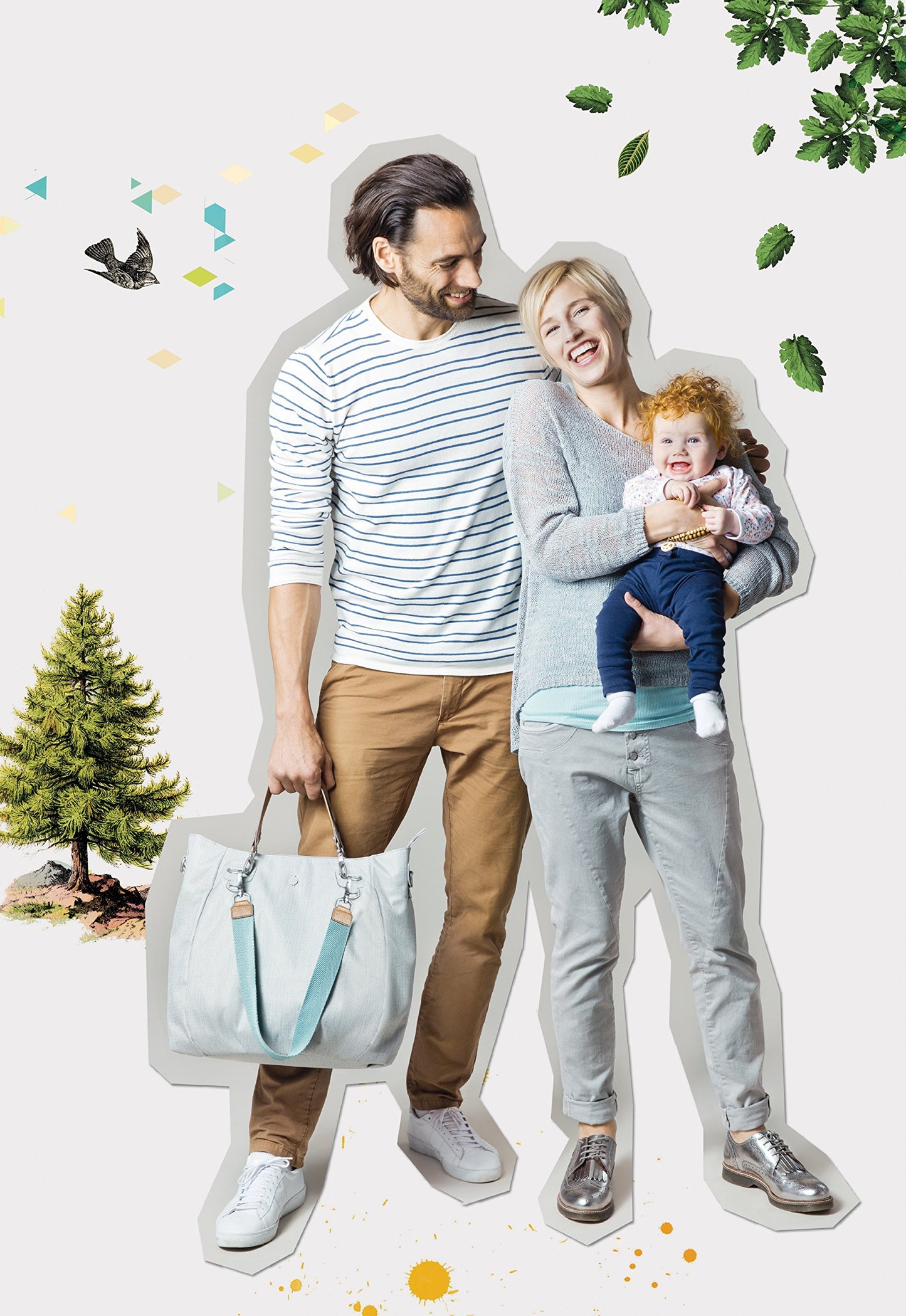 Lassig Lassig Green Label Mix 'n Match - Bolsa para pañales, color gris claro