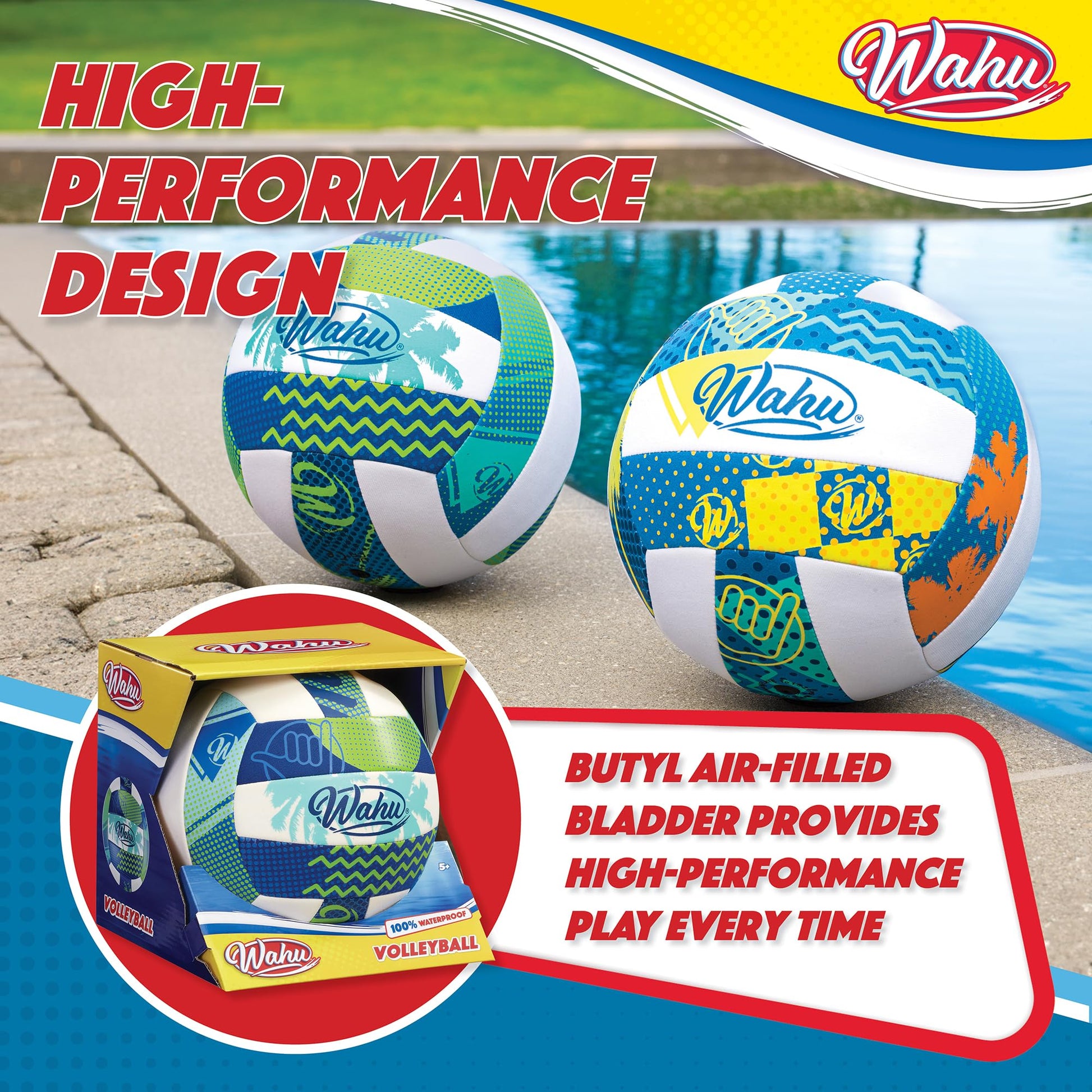 Voleibol WAHU Verde Impermeable Tamaño 5 para Playa y Piscina