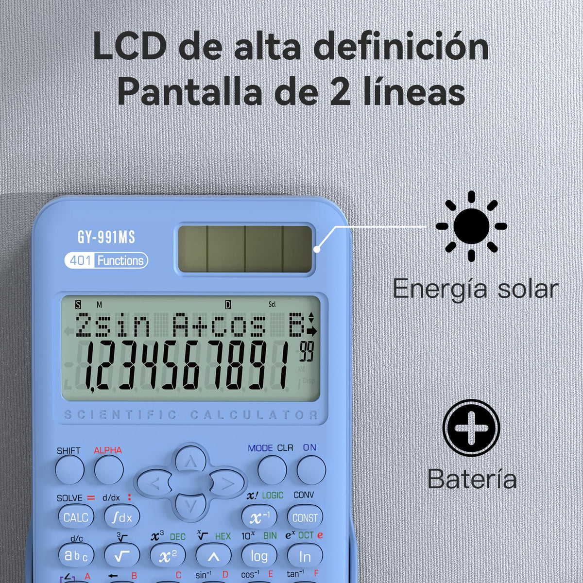 Calculadora Científica ROATEE Azul con 401 Funciones y Pantalla de Dos Líneas