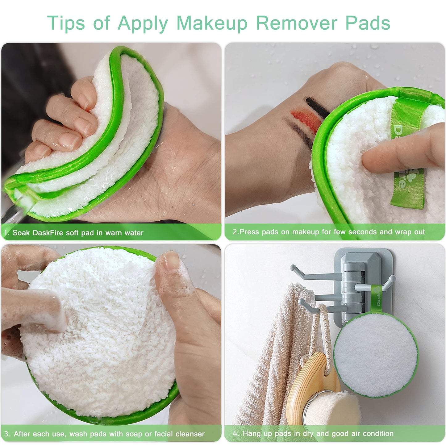 Almohadillas reutilizables para eliminar el maquillaje, toallitas para eliminar el maquillaje facial, paños de limpieza de la cara, suaves redondas, hipoalergénicas para rimel, sombra de ojos, lápiz labial, base -3 piezas, 11,4 cm de diámetro