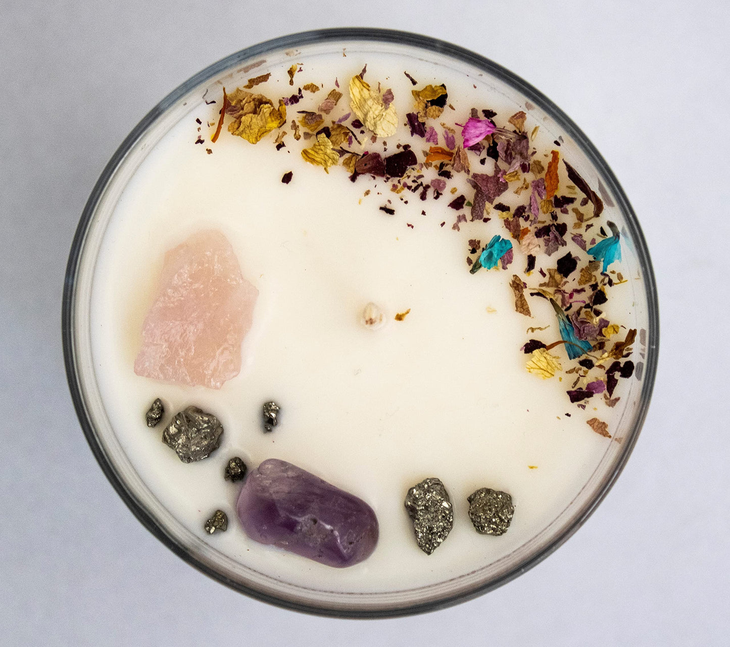Fuwu, velas aromaticas cera de soya, cuarzos naturales, velas decorativas hechas a mano flores secas para decoracion y aromatizantes para hogar, velas aromaticas relajantes (Melón, plátano y pitahaya)
