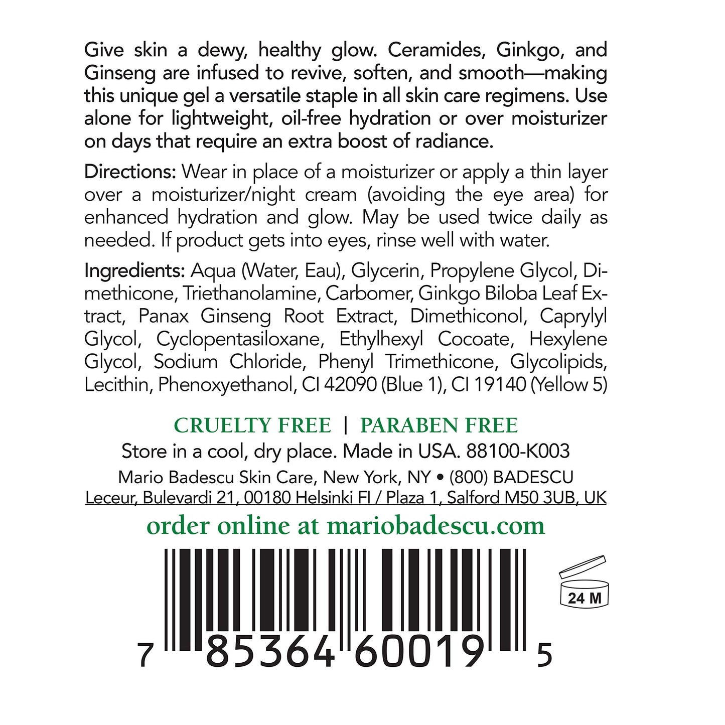 Mario Badescu Suero hidratante a base de hierbas para todo tipo de piel | Suero sin aceite que deja la piel flexible | Formulado con ceramidas y extracto de Gingko | 1 onza líquida