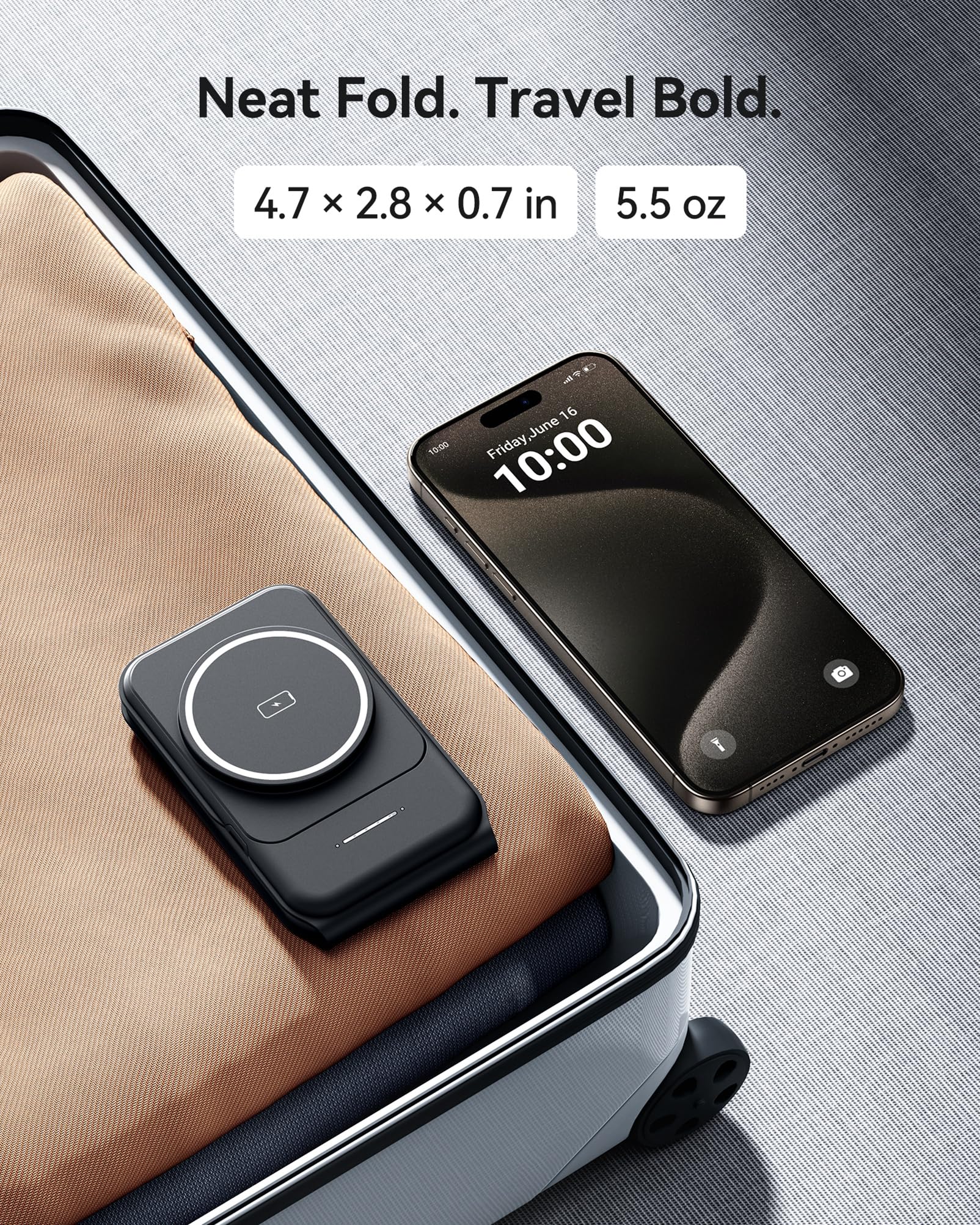 Cargador Inalámbrico INIU Magnético Plegable Rápido para iPhone AirPods y iWatch Series Pro