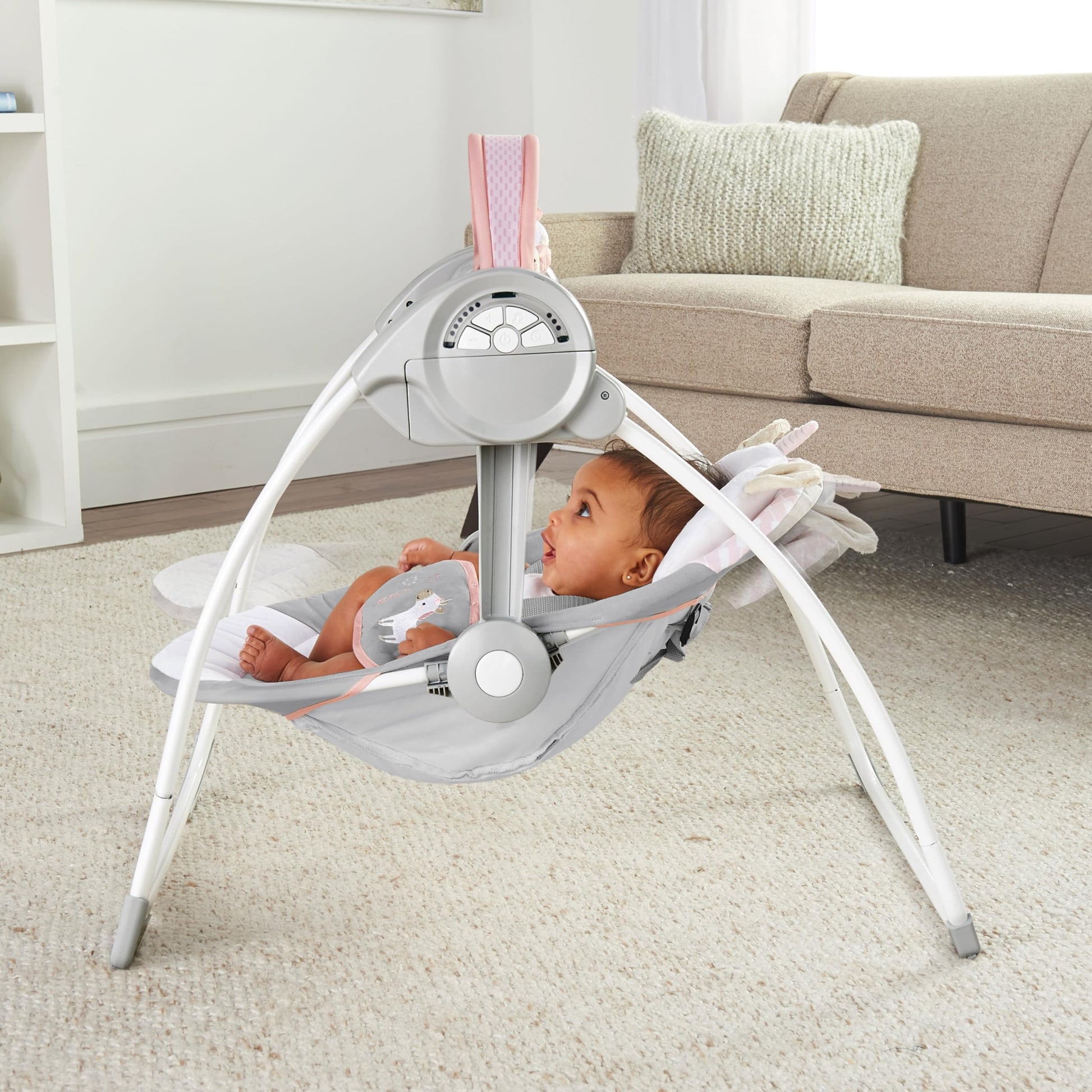Ingenuity - Columpio portátil Comfort 2 Go Flora Compact con TrueSpeed
