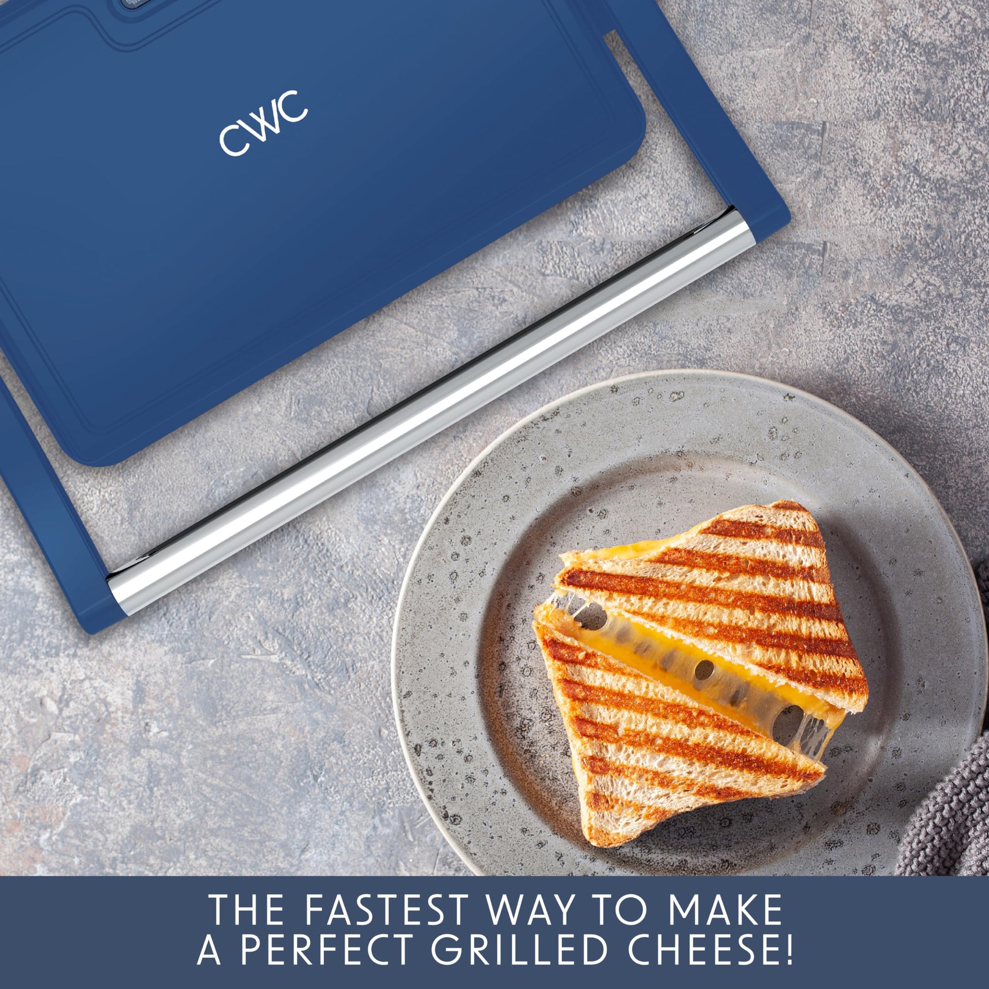 Cocina con color Panini Maker: parrilla de prensa de 2 rebanadas, 760 W de potencia, placas antiadherentes, mango de tacto fresco, diseño compacto, cocción rápida, ideal para deliciosos paninis, azul
