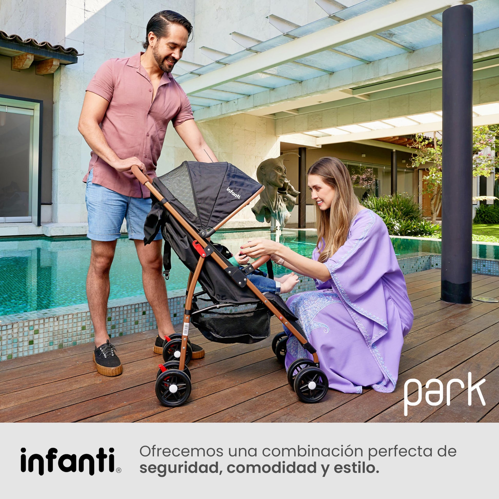 INFANTI | Carriola para Bebe con Mosquitero PARK | Carreola con Portabebé - Carriola de Viaje - Carrito para Bebe | Charola Barra de Seguridad Desmontable | Cosas para Bebes 6 Meses hasta 15 kg