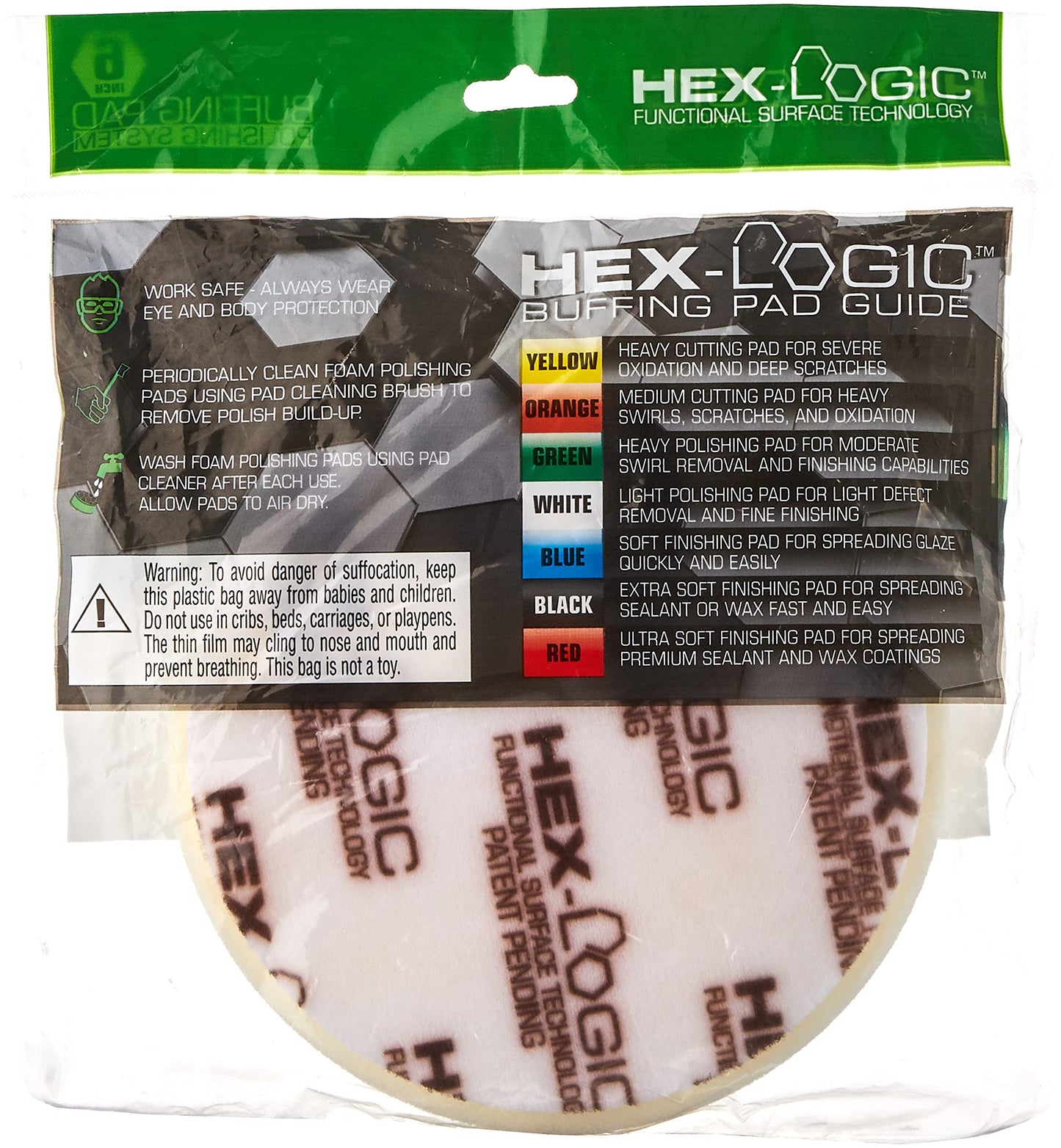chemical guys Hex-Logic Pad, Almohadilla de pulido ligero-medio, Gris, 6.5 in (16.51 cm)