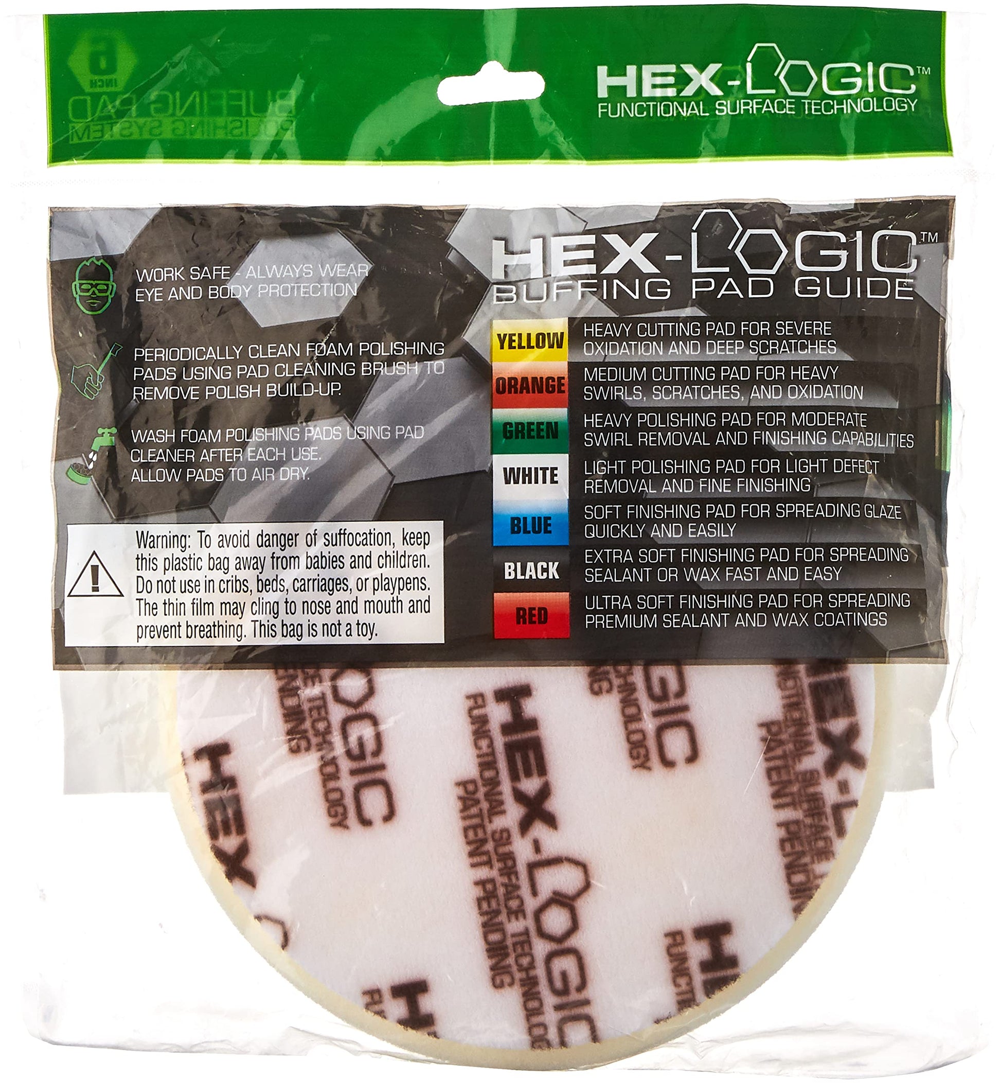 chemical guys Hex-Logic Pad, Almohadilla de pulido ligero-medio, Gris, 6.5 in (16.51 cm)
