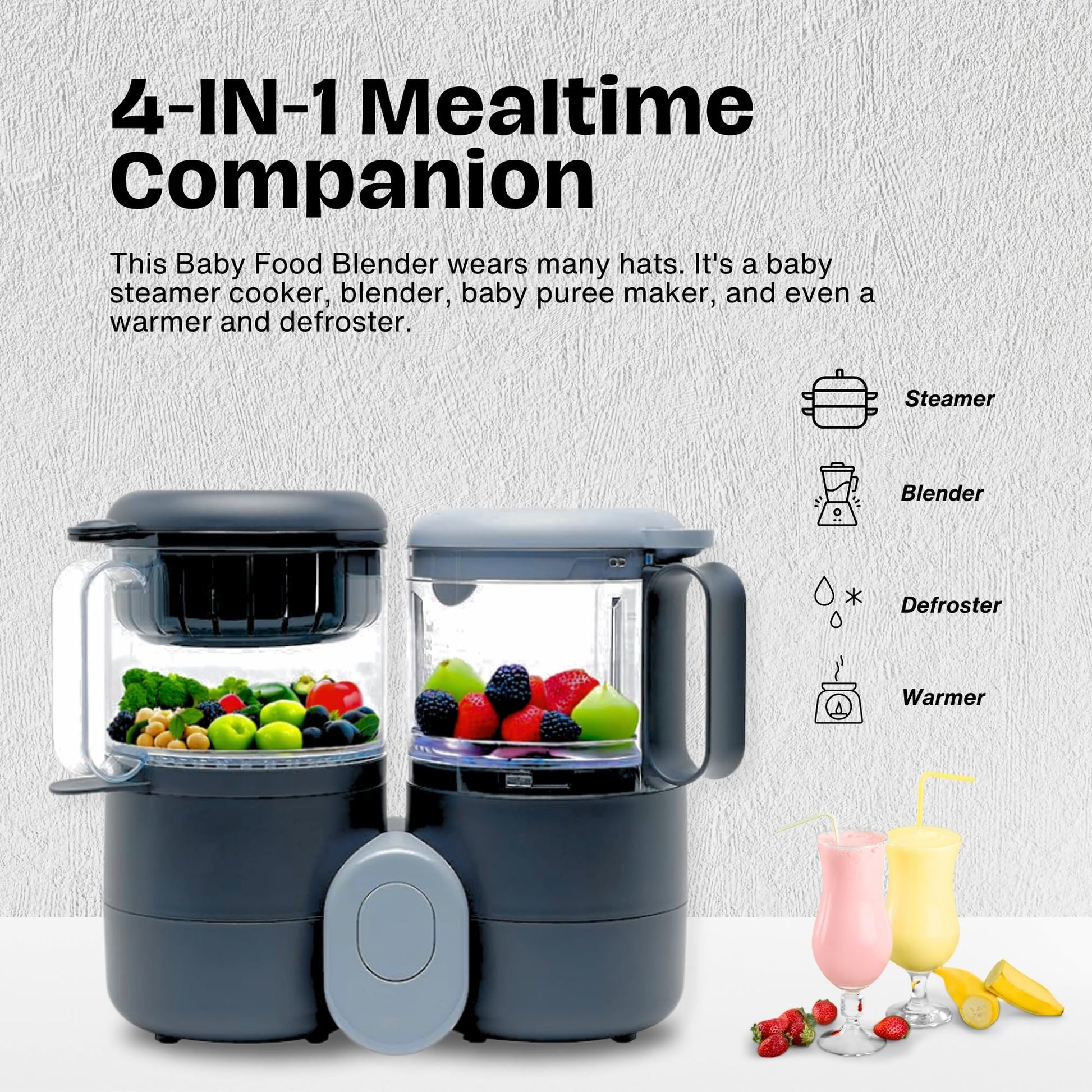 Vaporizador y Licuadora para Bebé Multifunción con Descongelación y Recalentamiento