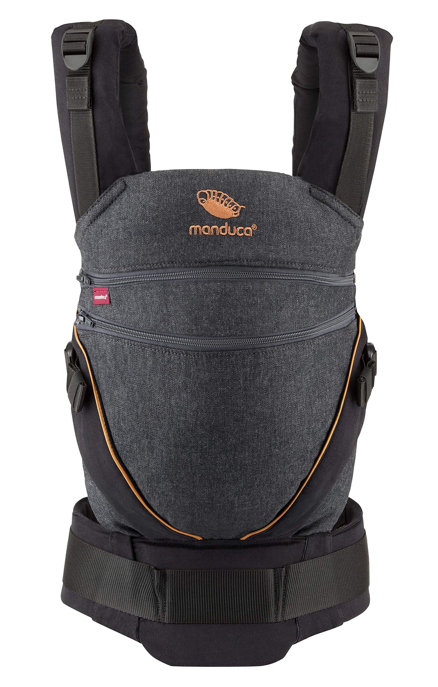 Manduca XT, portabebés con asiento ajustable, 3 posiciones de transporte (delantero, cadera y espalda), sin necesidad de inserciones para bebés, algodón orgánico, crece con tu bebé (3,5-20 kg), DenimBlack, XT Cotton