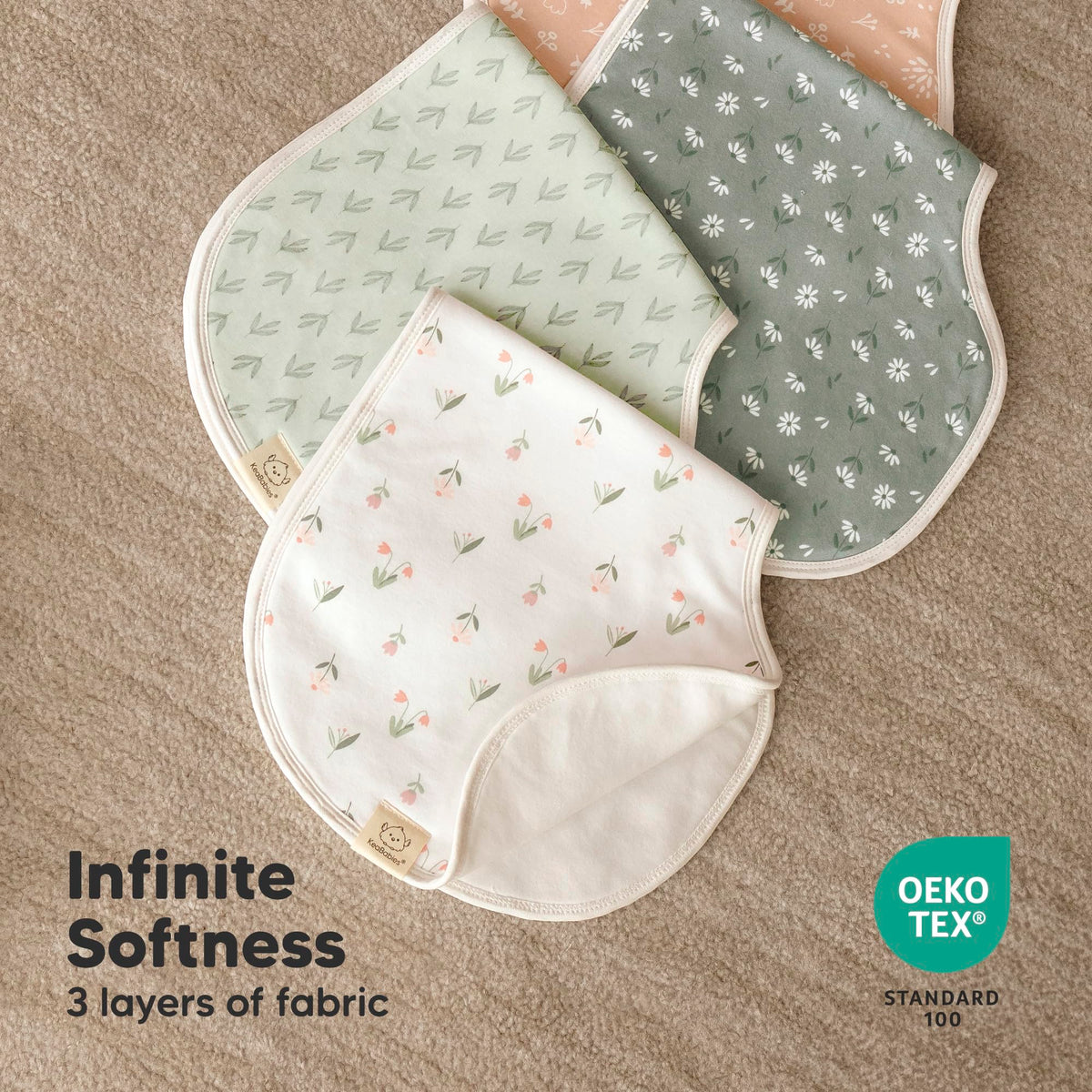 KeaBabies Juego de 4 paños para eructos de bebé, para niña y niño - Paño para eructos de algodón orgánico, extra grande, absorbente, paños para eructos suaves y baberos para bebés, paños para eructos