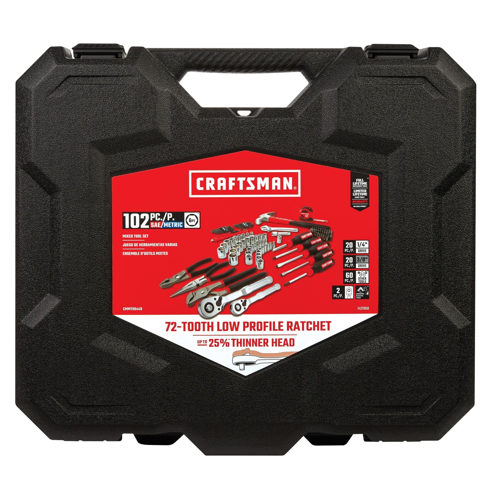 CRAFTSMAN - Kit de herramientas de 102 piezas para el hogar y el automóvil, juego de herramientas de mano duraderas con SAE/enchufes métricos (CMMT99449)
