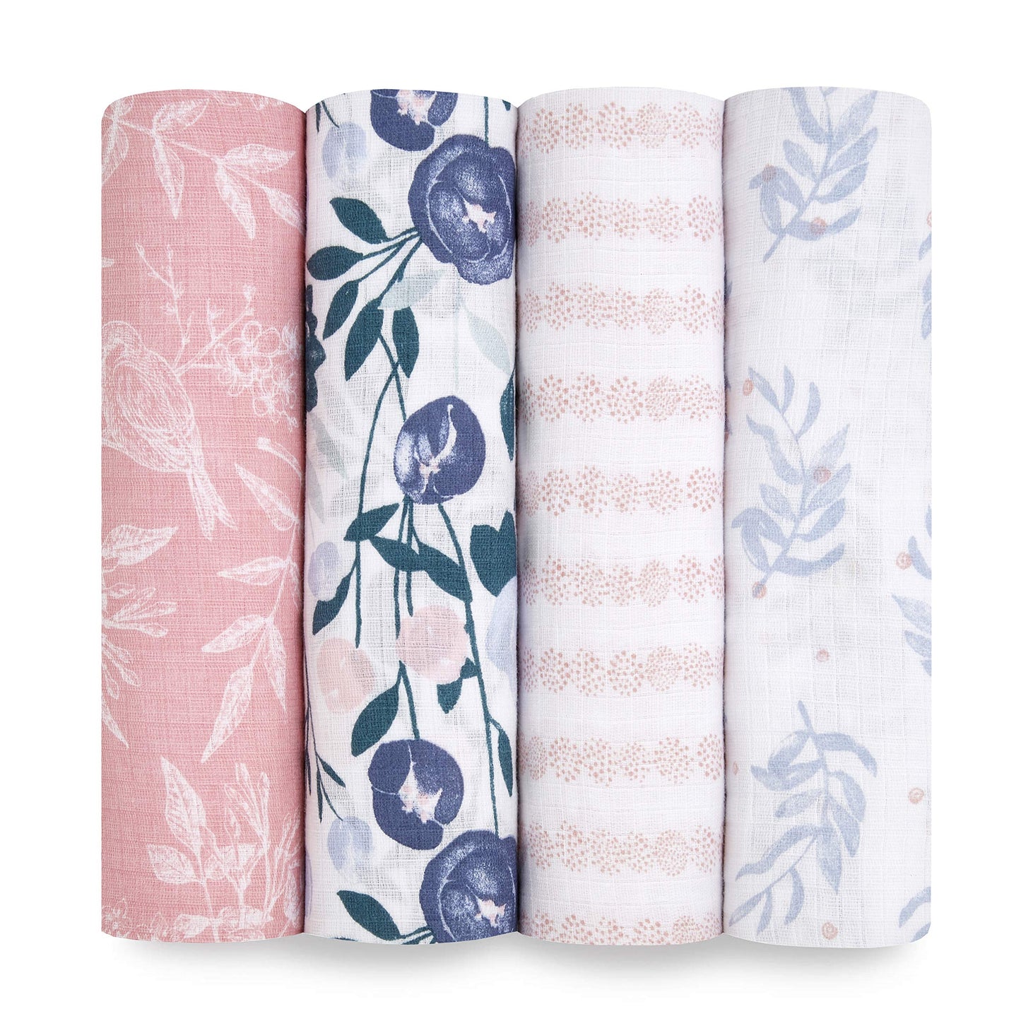 aden + anais Essentials Manta de muselina para niñas y niños, pañales para recibir bebés, regalos para recién nacidos, artículos de ducha para bebés, regalo para bebés, juego de pañales para bebés, paquete de 4, flores florecientes