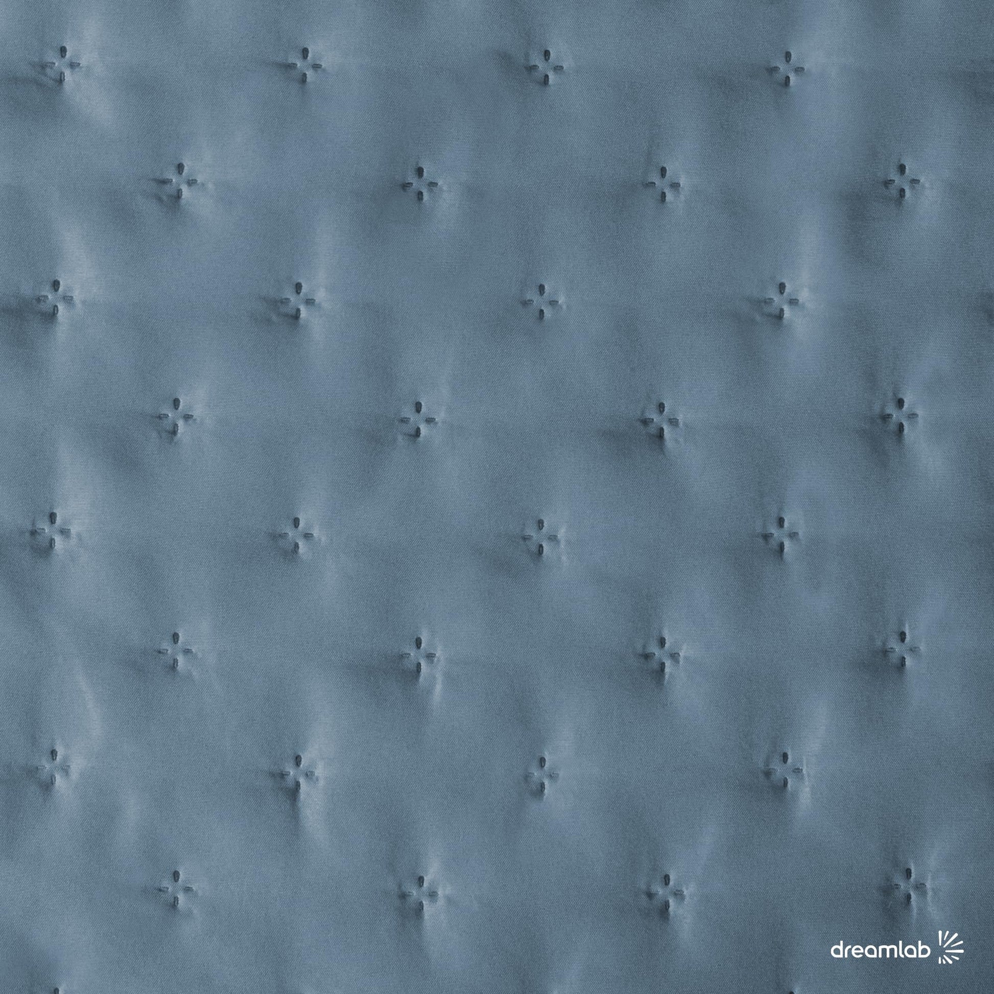 Dreamlab Colcha Ligera con 2 Fundas de Almohada, Capitonado, Ultra Suave. Hipoalergénico. Edrecolcha para Cama. Edredón para Verano y Todas las Estaciones. (King Size 275x240 cm,Trébol,Azul Mezclilla)