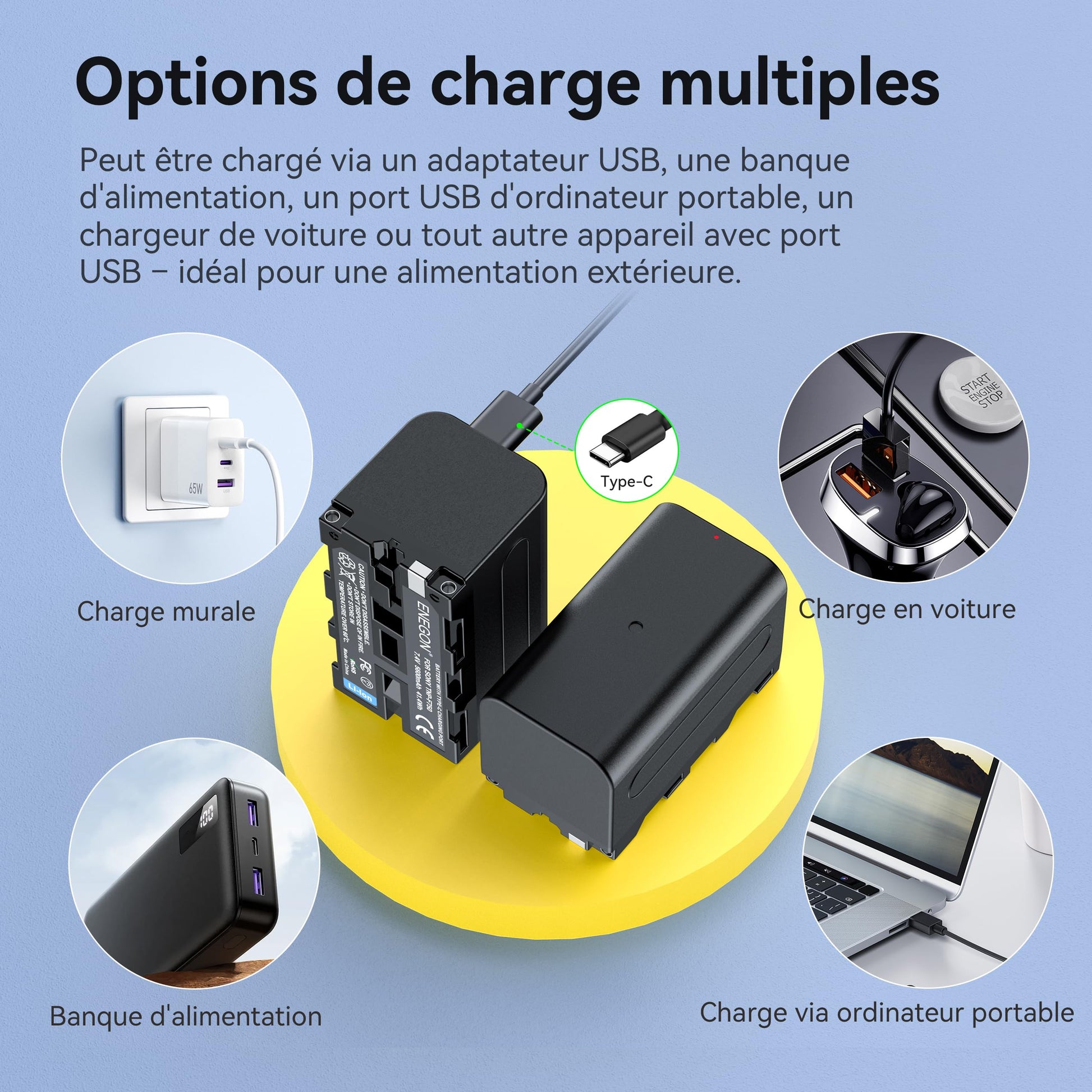Baterías de Repuesto ENEOGN USB-C de 5600mAh Compatibles con Sony para Cámara