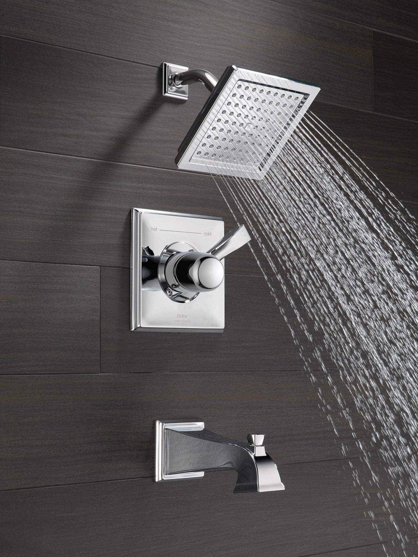 Delta Faucet Dryden 14 Series - Kit de molduras de bañera y ducha de una sola función con cabezal de ducha de limpieza táctil, cromo, flujo de agua de 2.0 GPM, T14451-WE (válvula no incluida)