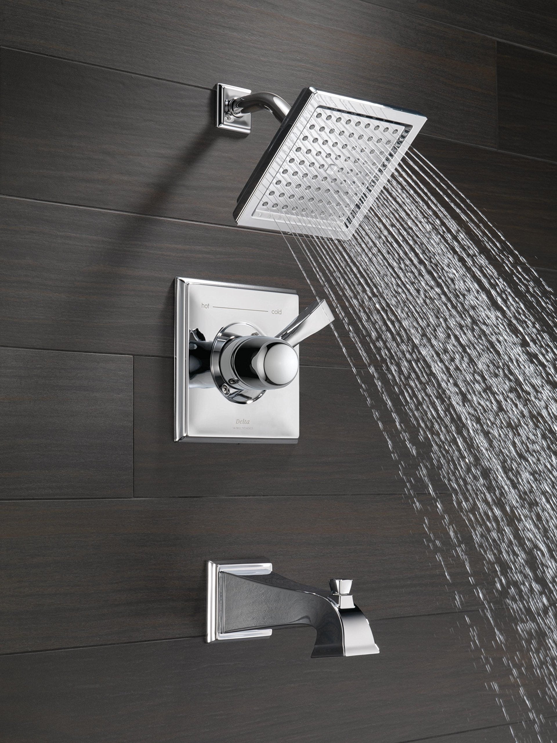 Delta Faucet Dryden 14 Series - Kit de molduras de bañera y ducha de una sola función con cabezal de ducha de limpieza táctil, cromo, flujo de agua de 2.0 GPM, T14451-WE (válvula no incluida)