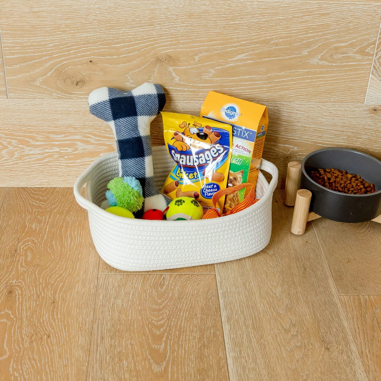 NaturalCozy - Juego de cestas de almacenamiento rectangulares de 5 piezas, canastas tejidas de cuerda de algodón natural para organizar Cesta pequeña para Montessori, guardería de bebé, cestas de juguete para perros, caja de juguetes para gatos, contenedo