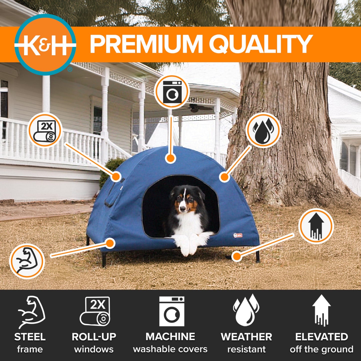Cuna Elevada Original K&H Pet Products Azul Marino para Mascotas