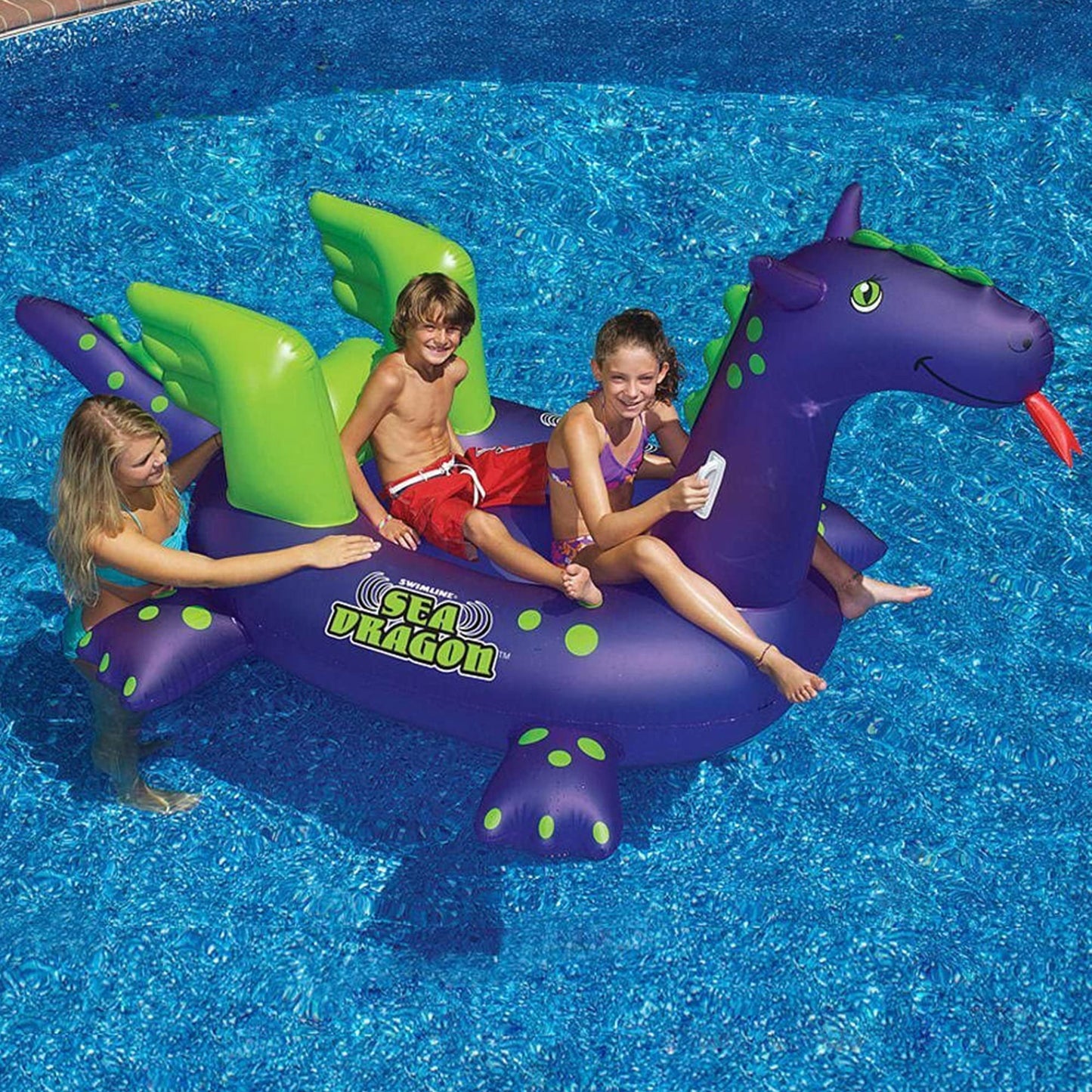 Flotador Inflable Swimline Gigante de Dragón Marino con Alas y Patas Estables