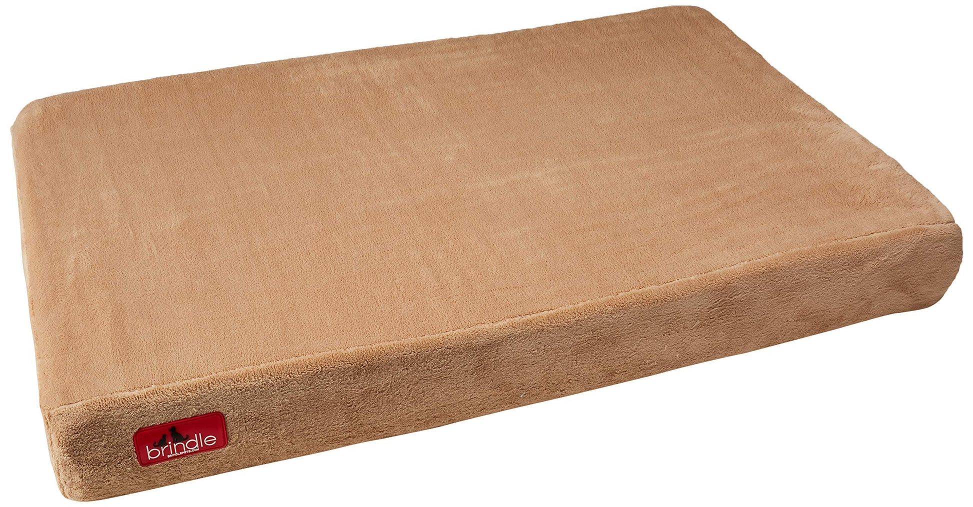 Cama para perro ortopédica de Memory Foam de 10 cm Brindle: cubierta de velvetón extraíble con lino impermeable, tamaño mediano, color caqui, 86 x 56 cm