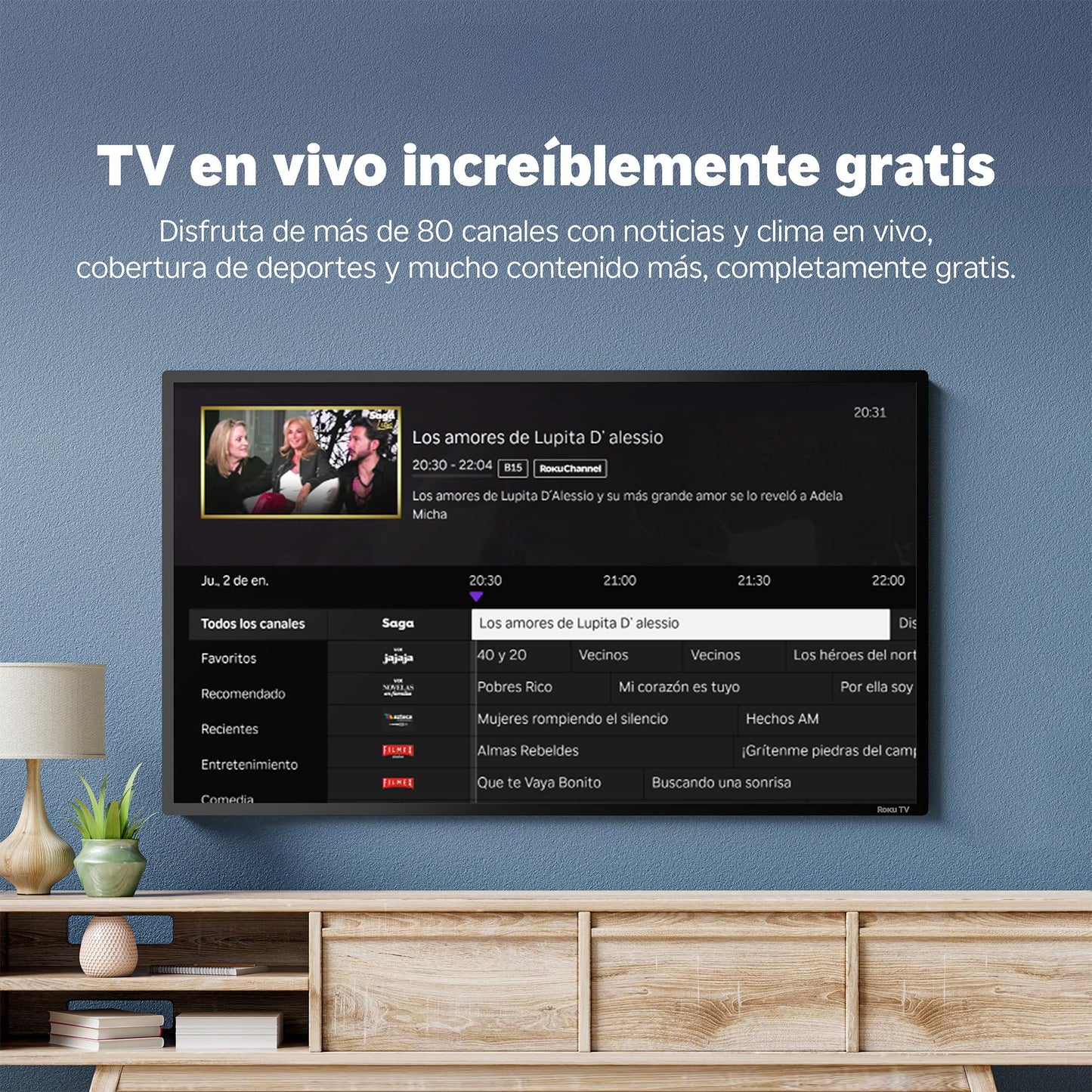 Dispositivo de Streaming Roku HD 2025 con Control Remoto por Voz para TV en Vivo y Gratis