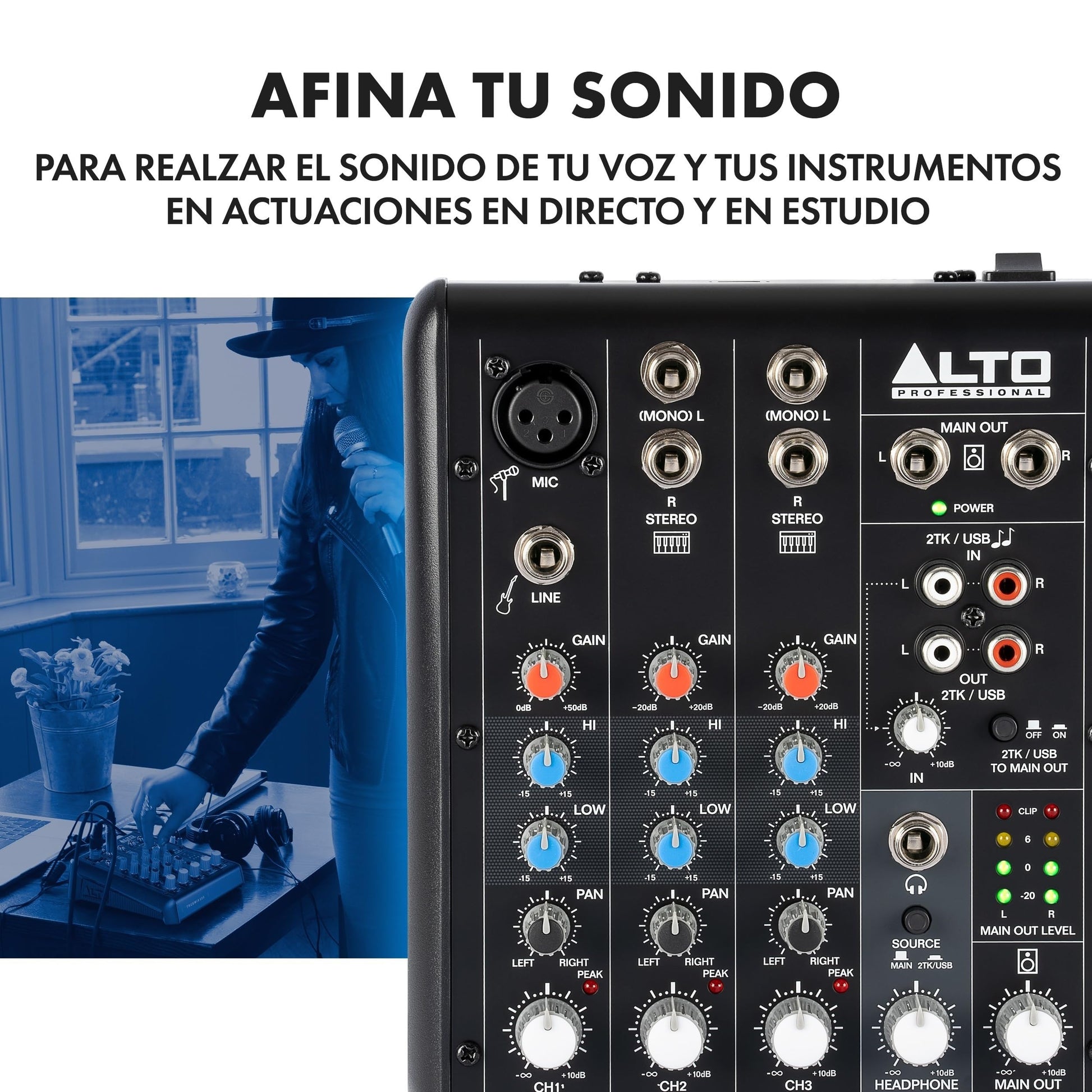 Mezcladora de Audio ALTO TrueMix 500 Interfaz USB Negro para Actuar en Directo y Podcasts